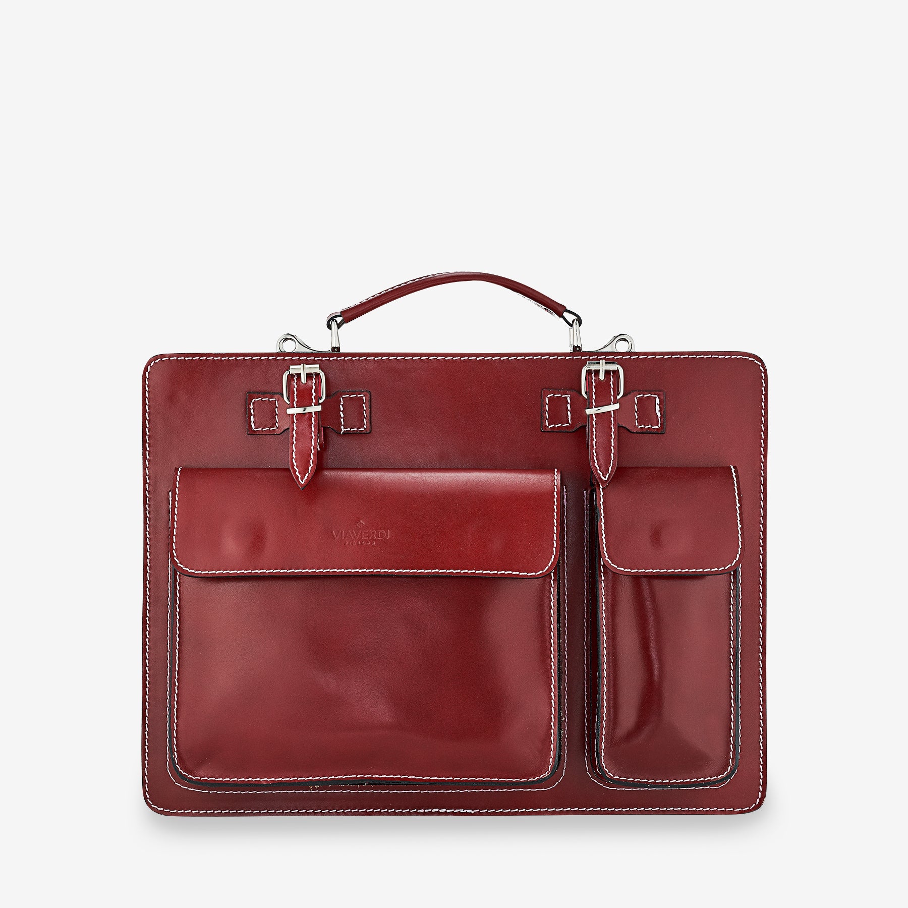 Borsa da Lavoro in Pelle Bordeaux VIAVERDI Made in Italy - Porta Ombrelli e Pc 15.6