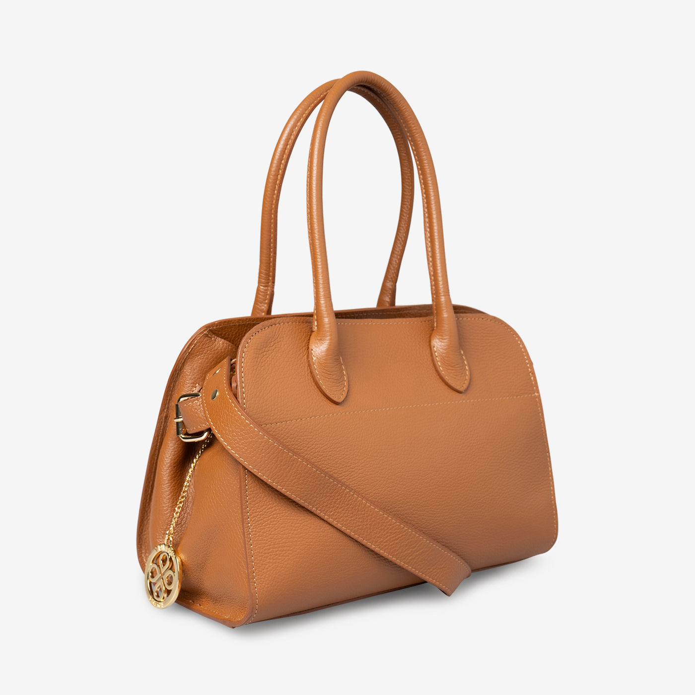 VIAVERDI Shoulder Bag in Tan Leather Made in Italy Pitigliano line