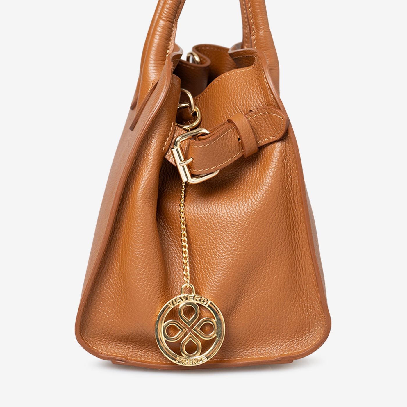 VIAVERDI Shoulder Bag in Tan Leather Made in Italy Pitigliano line