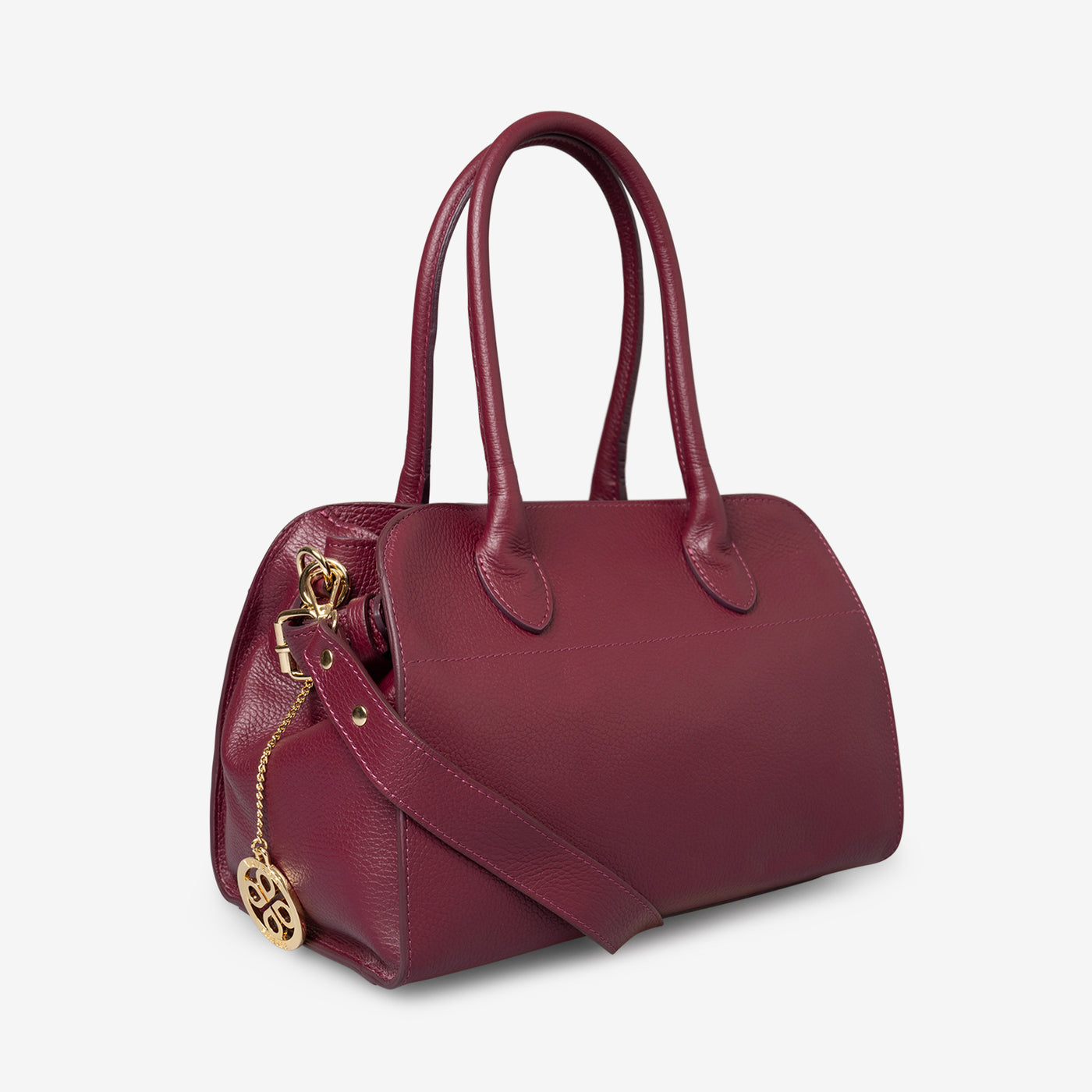 Borsa Bauletto a Spalla VIAVERDI in Pelle Bordeaux Made in Italy linea Pitigliano