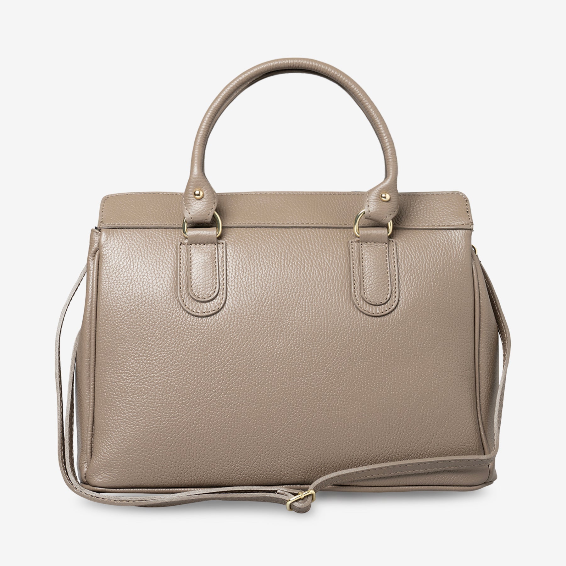 Borsa Bauletto Grande a Mano con Tracolla VIAVERDI in Pelle Taupe Made in Italy linea Artimino