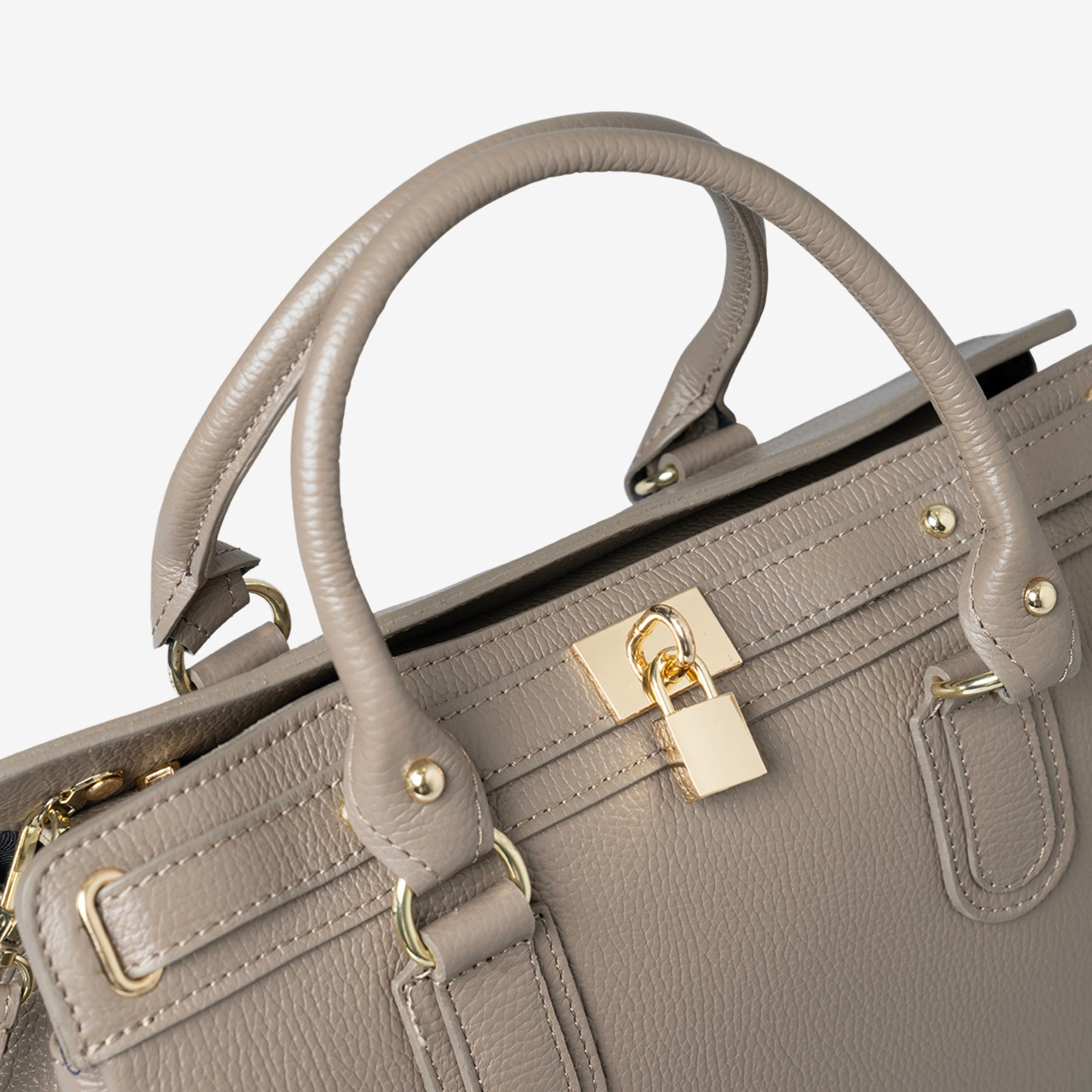 Borsa Bauletto Grande a Mano con Tracolla VIAVERDI in Pelle Taupe Made in Italy linea Artimino