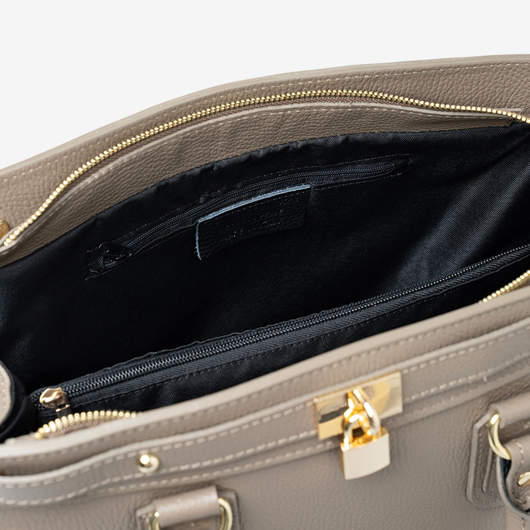 Borsa Bauletto Grande a Mano con Tracolla VIAVERDI in Pelle Taupe Made in Italy linea Artimino