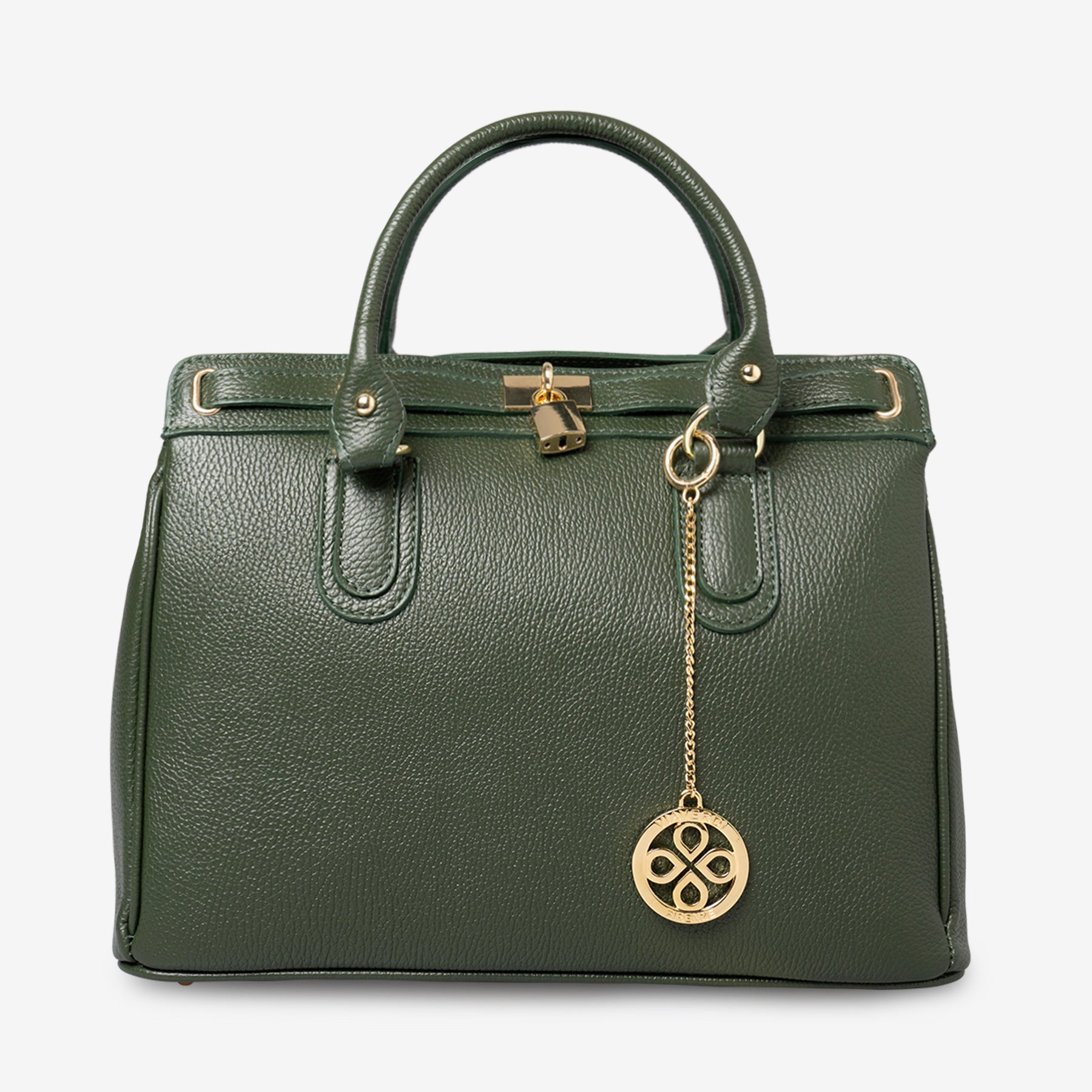 Borsa Bauletto Grande a Mano con Tracolla VIAVERDI in Pelle Verde Made in Italy linea Artimino