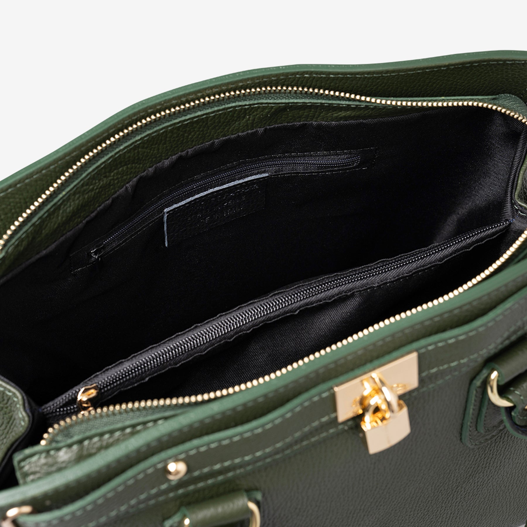 Borsa Bauletto Grande a Mano con Tracolla VIAVERDI in Pelle Verde Made in Italy linea Artimino