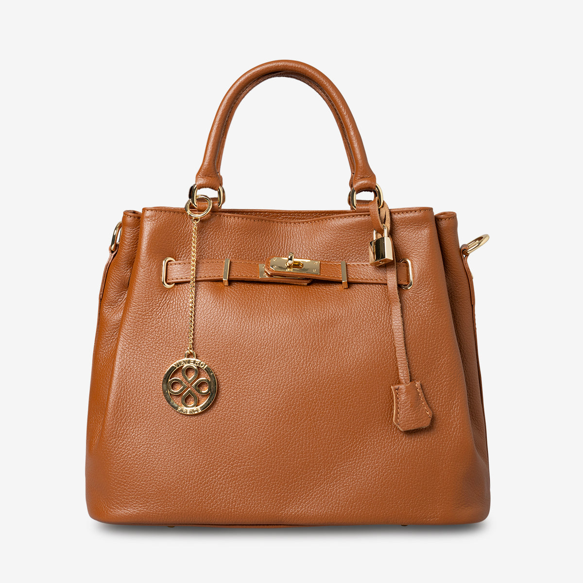 Mabel London Borsa A Tracolla Faith: Media In Ecopelle Marrone Con Finiture Oro, 2 Scomparti, Tracolla Regolabile - 3