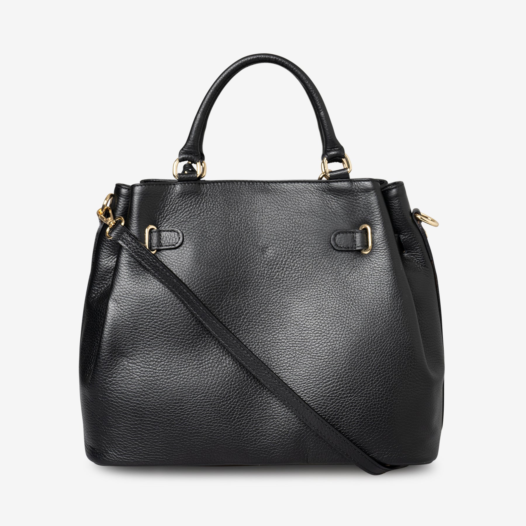 Borsa a Mano con Tracolla VIAVERDI in Pelle Nera Made in Italy linea Artimino