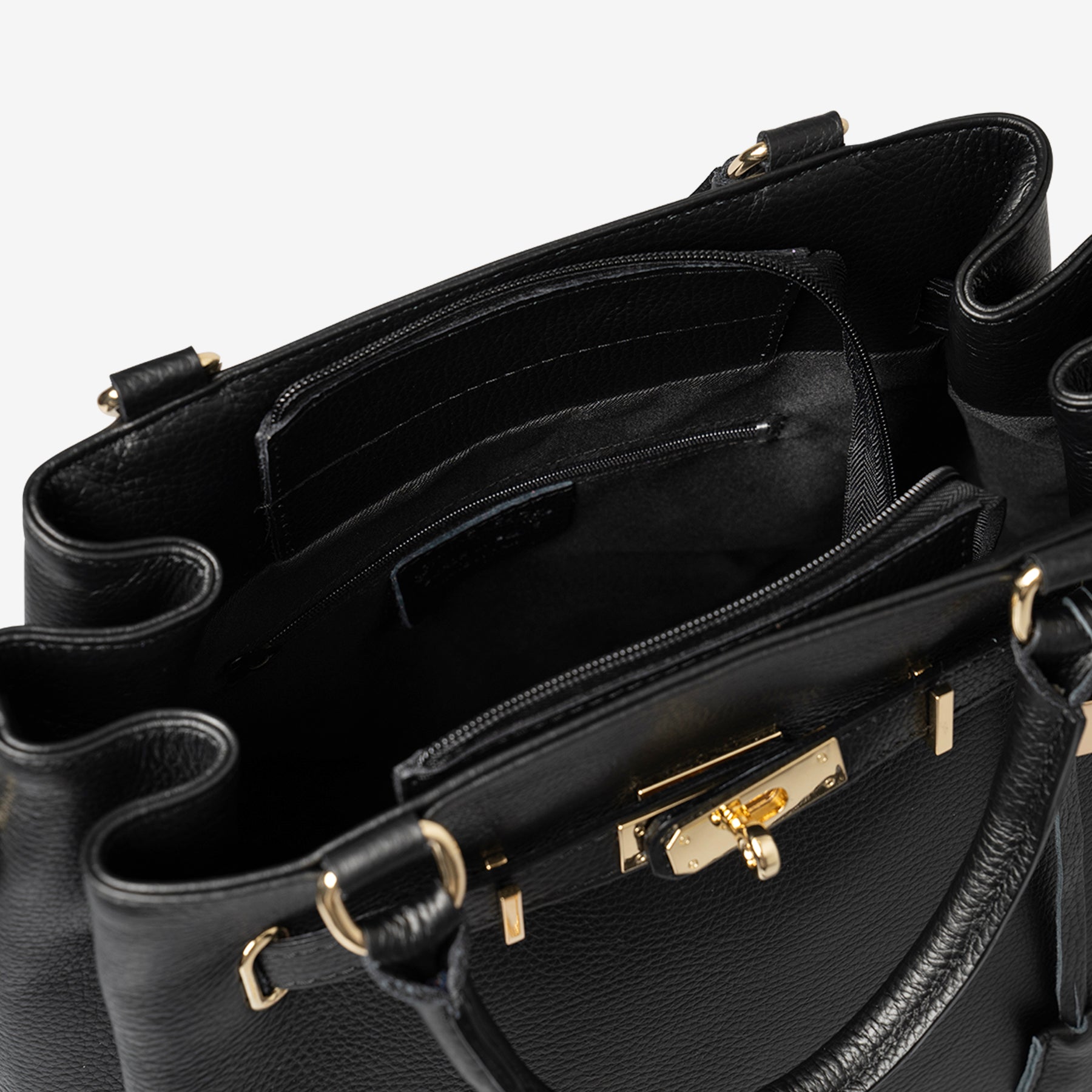 Borsa a Mano con Tracolla VIAVERDI in Pelle Nera Made in Italy linea Artimino