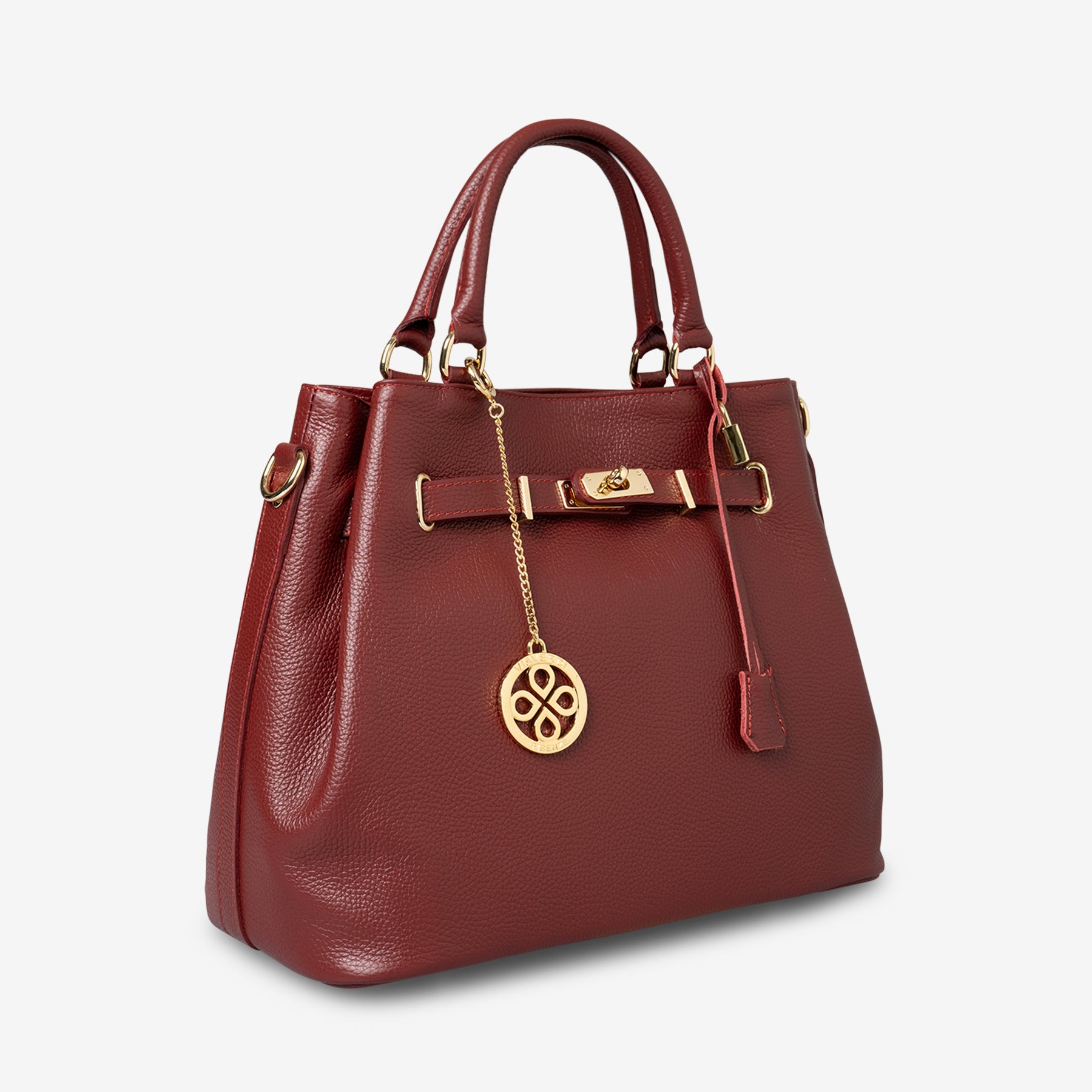 Borsa a Mano con Tracolla VIAVERDI in Pelle Bordeaux Made in Italy linea Artimino