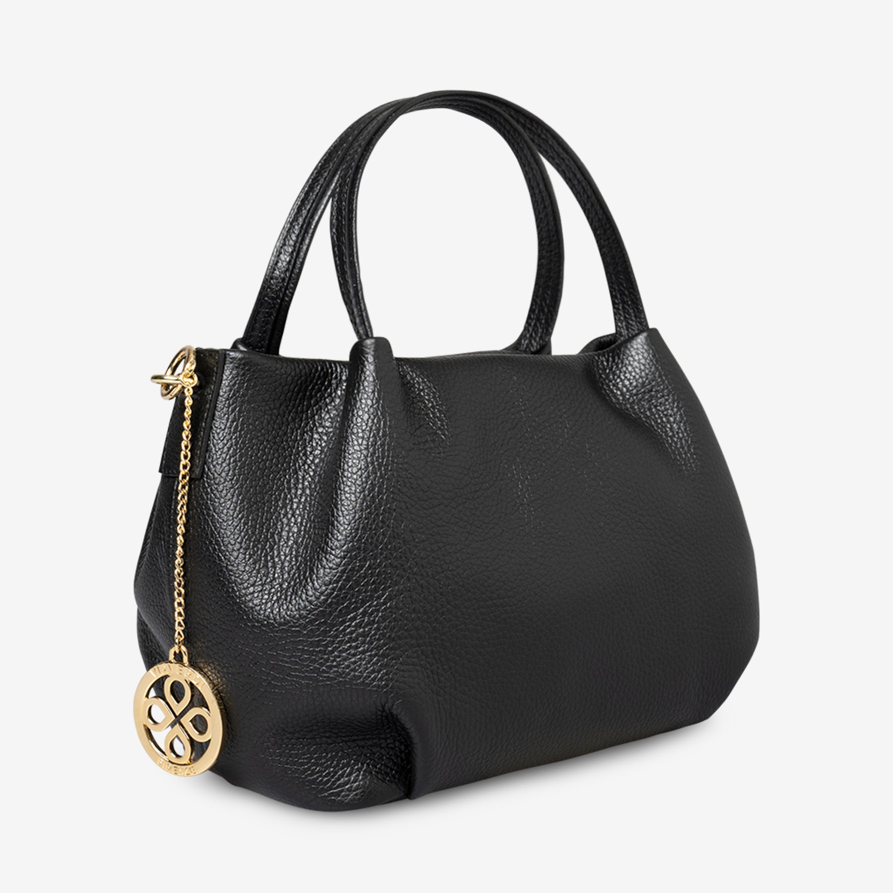 Borsa a Mano con Tracolla VIAVERDI in Pelle Nera Made in Italy linea Castiglione