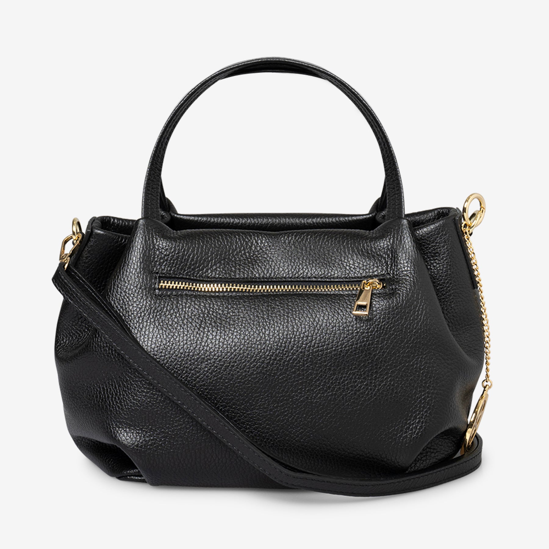 Borsa a Mano con Tracolla VIAVERDI in Pelle Nera Made in Italy linea Castiglione