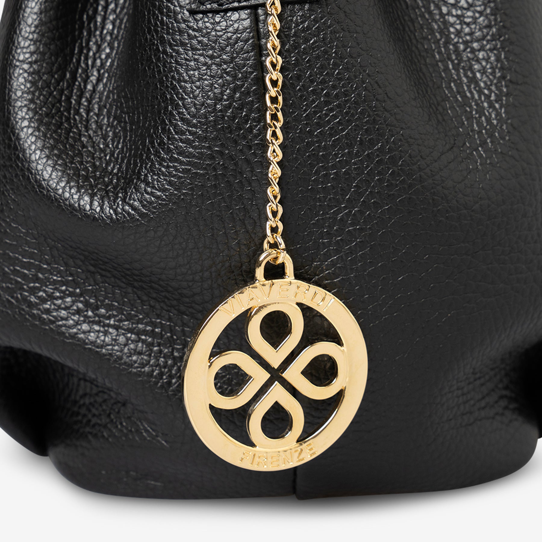 Borsa a Mano con Tracolla VIAVERDI in Pelle Nera Made in Italy linea Castiglione