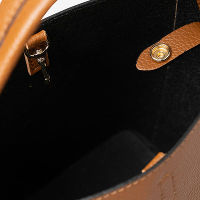 Bucket Bag with Shoulder Strap and Clutch VIAVERDI in Tan Leather Made in Italy Pienza line