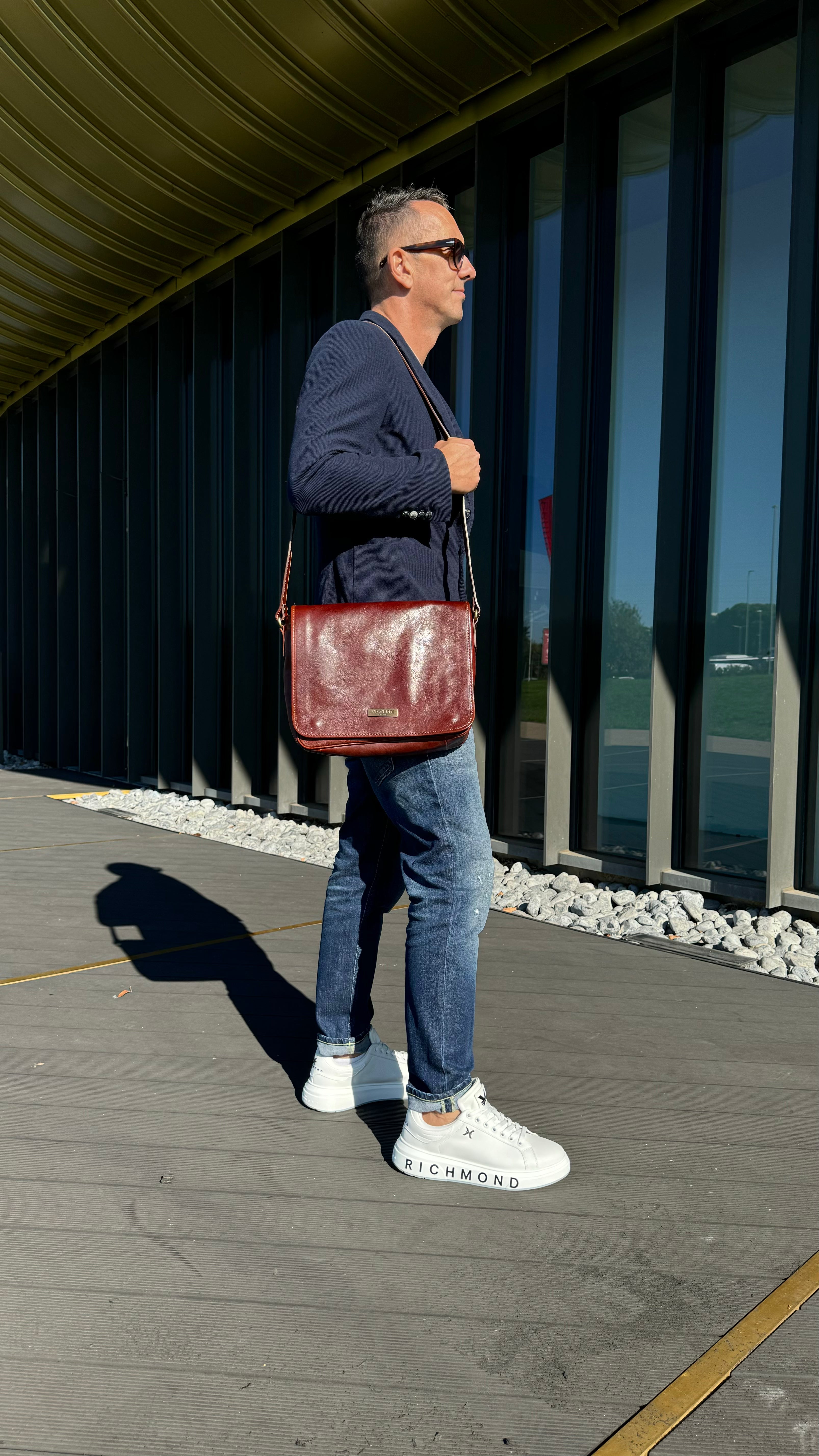 Borsa Messenger a Tracolla in Pelle Marrone VIAVERDI Made in Italy