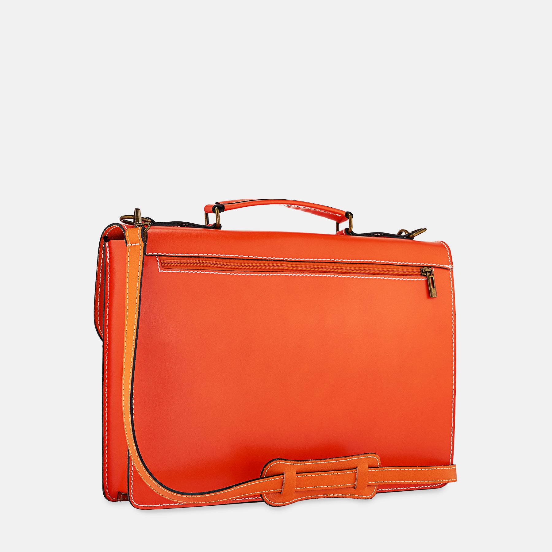 Cartella da Lavoro in Pelle Arancione VIAVERDI Made in Italy - Pc 15.6