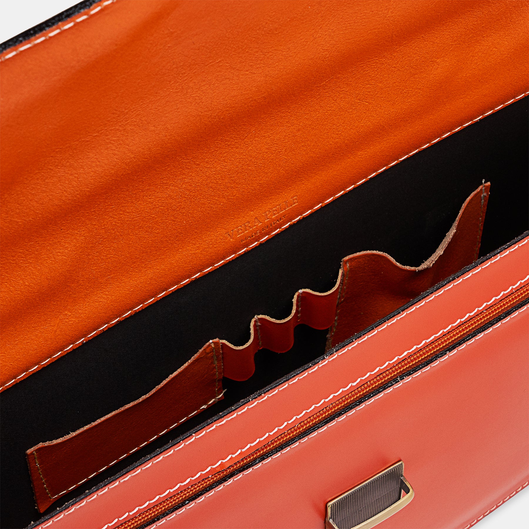 Cartella da Lavoro in Pelle Arancione VIAVERDI Made in Italy - Pc 15.6