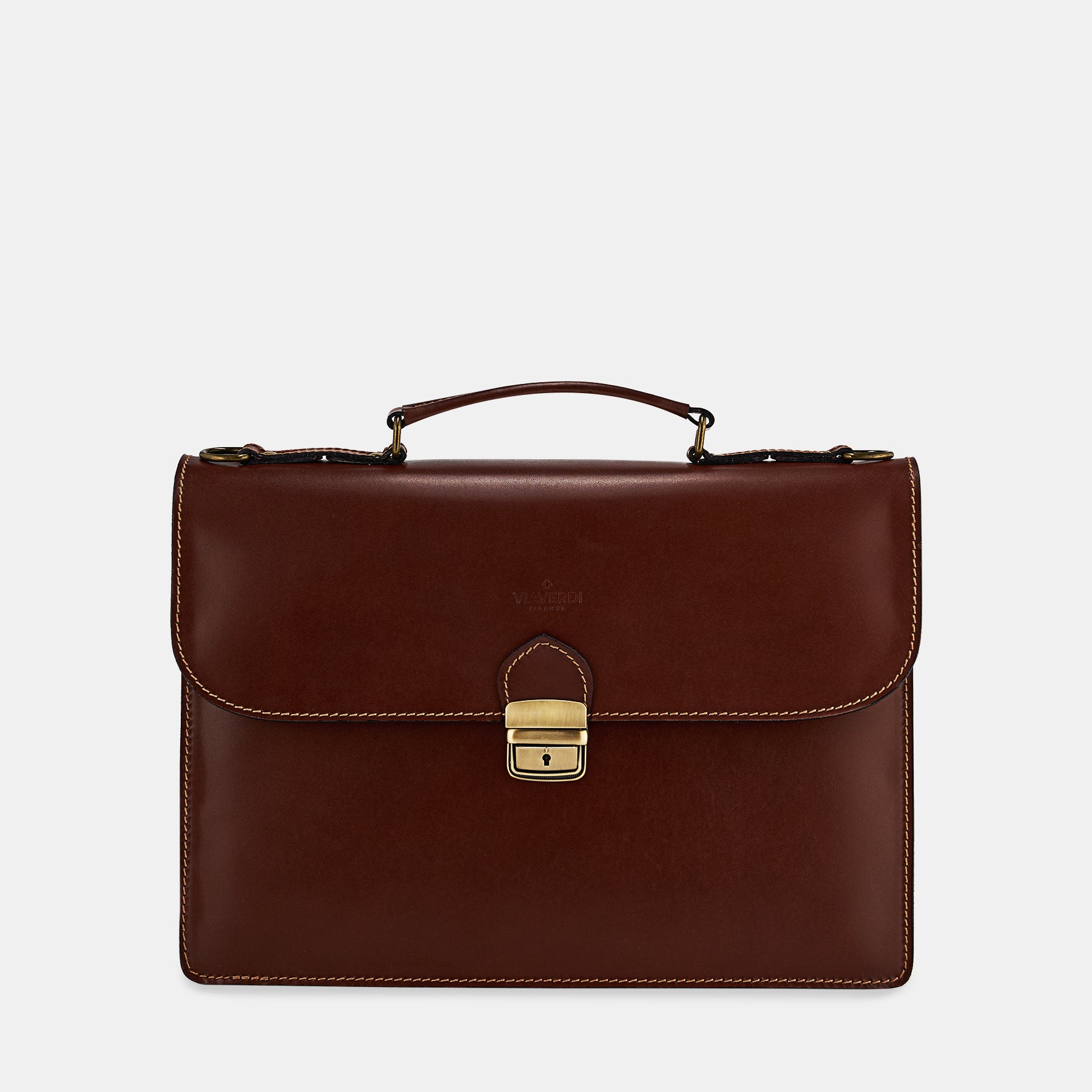 Cartella da Lavoro in Pelle Marrone VIAVERDI Made in Italy - Pc 15.6 pollici