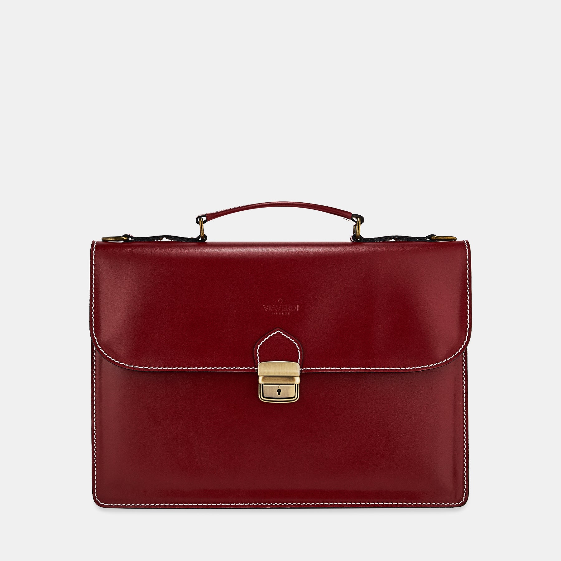 Cartella da Lavoro in Pelle Bordeaux VIAVERDI Made in Italy - Pc 15.6 pollici