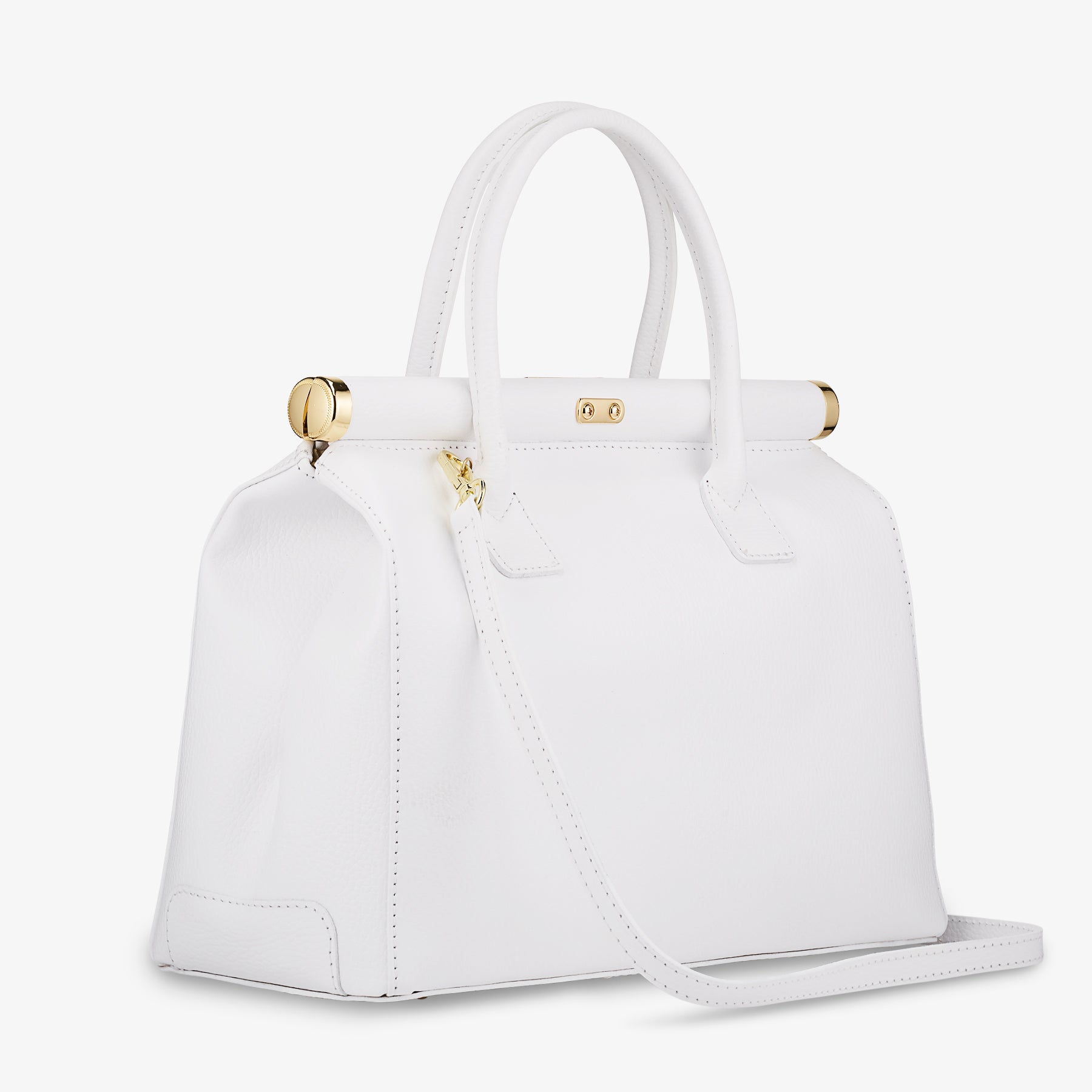 Borsa a Mano con Tracolla VIAVERDI in Pelle Bianca Made in Italy