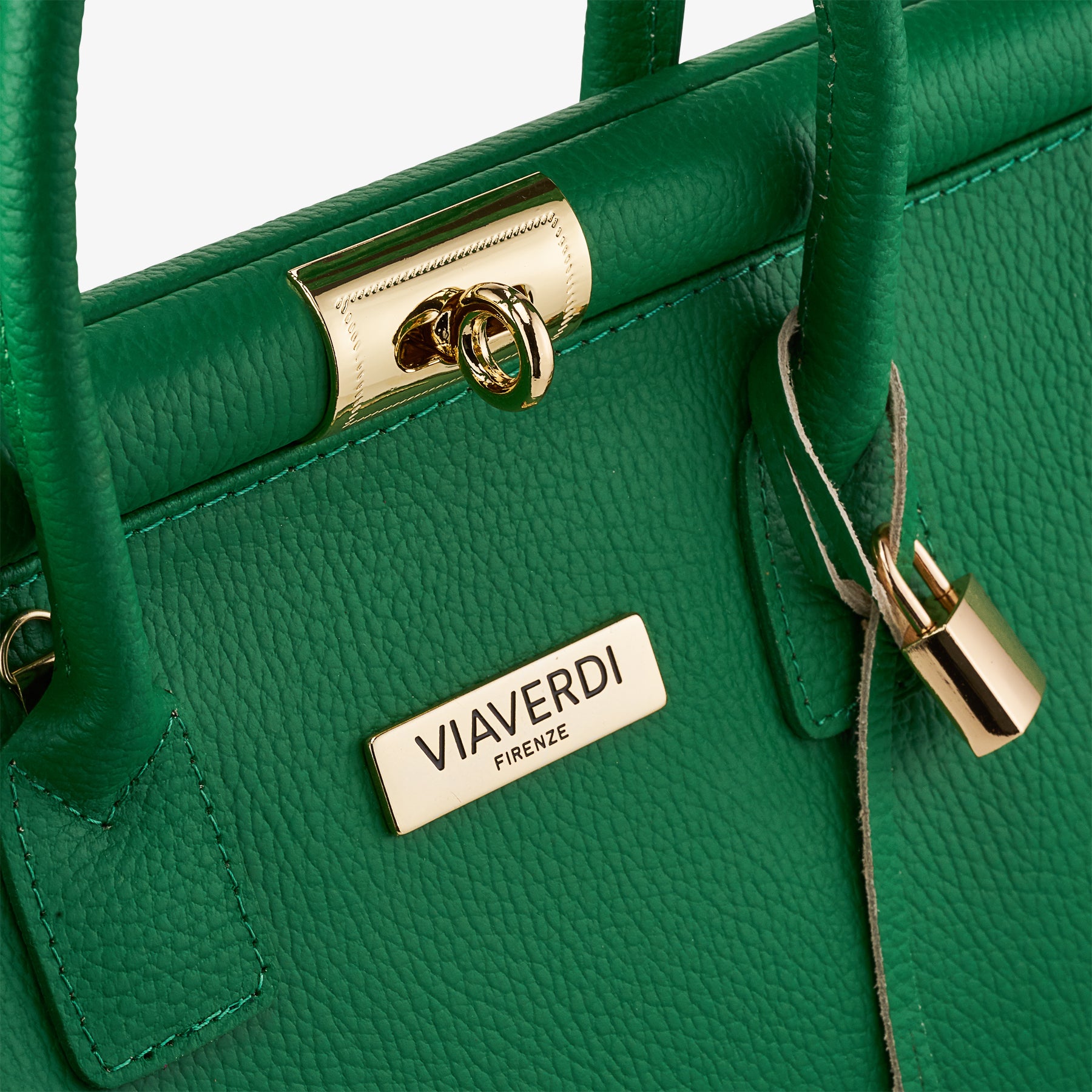 Borsa a Mano con Tracolla VIAVERDI in Pelle Verde Made in Italy