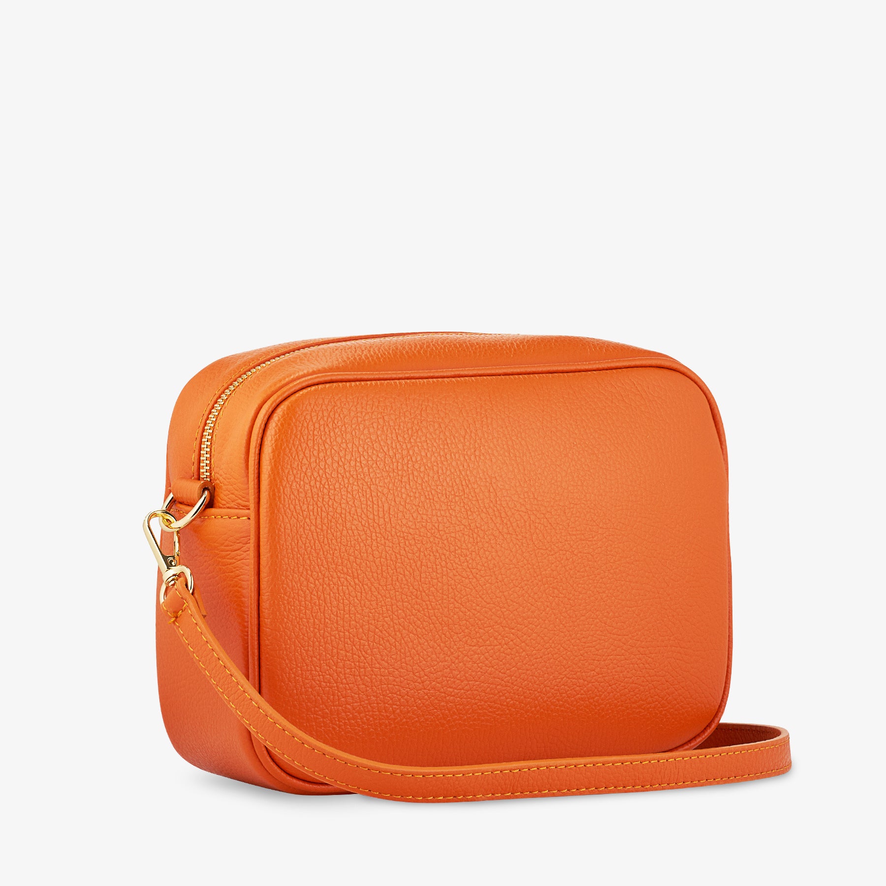 Borsa Camera Bag Media in Pelle Arancione con Tracolla VIAVERDI Made in Italy