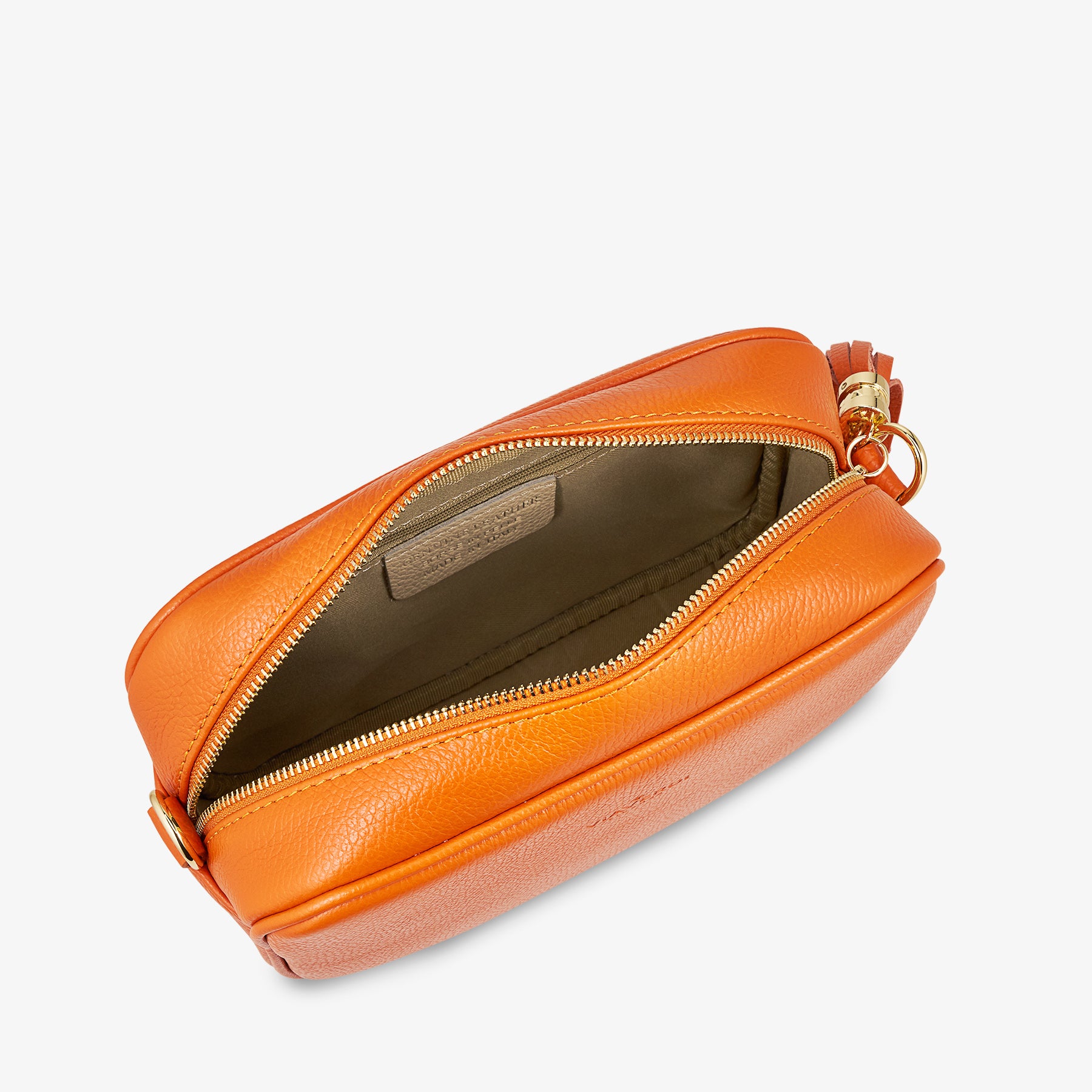 Borsa Camera Bag Media in Pelle Arancione con Tracolla VIAVERDI Made in Italy