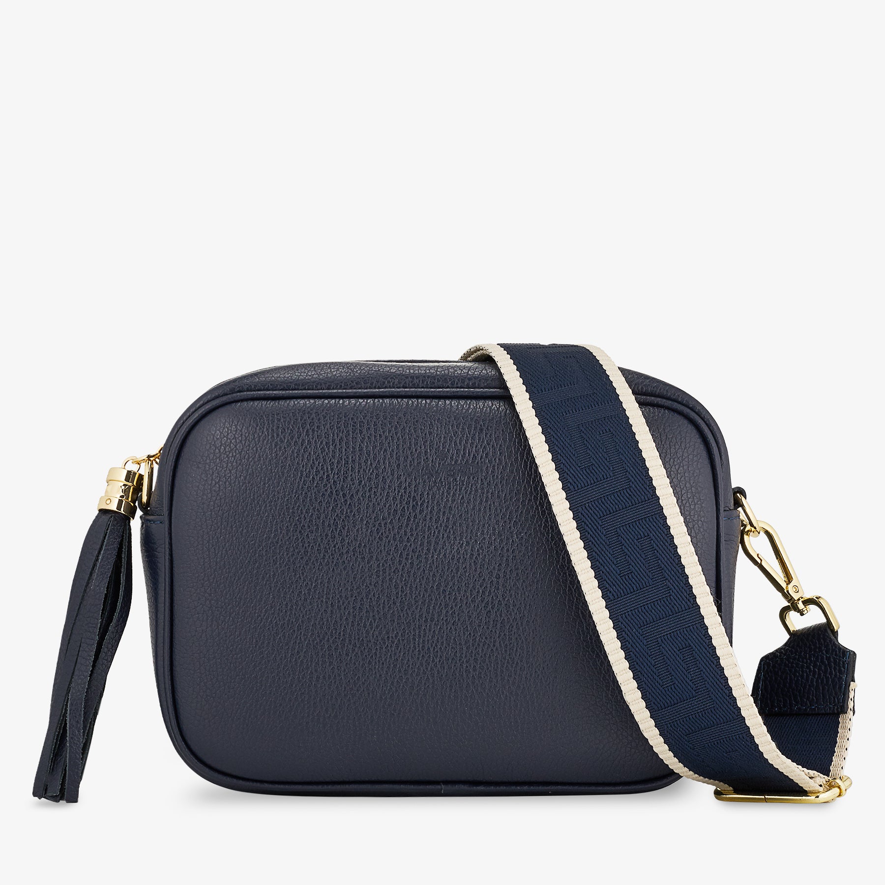 Borsa Camera Bag Media in Pelle Blu con Tracolla VIAVERDI Made in Italy