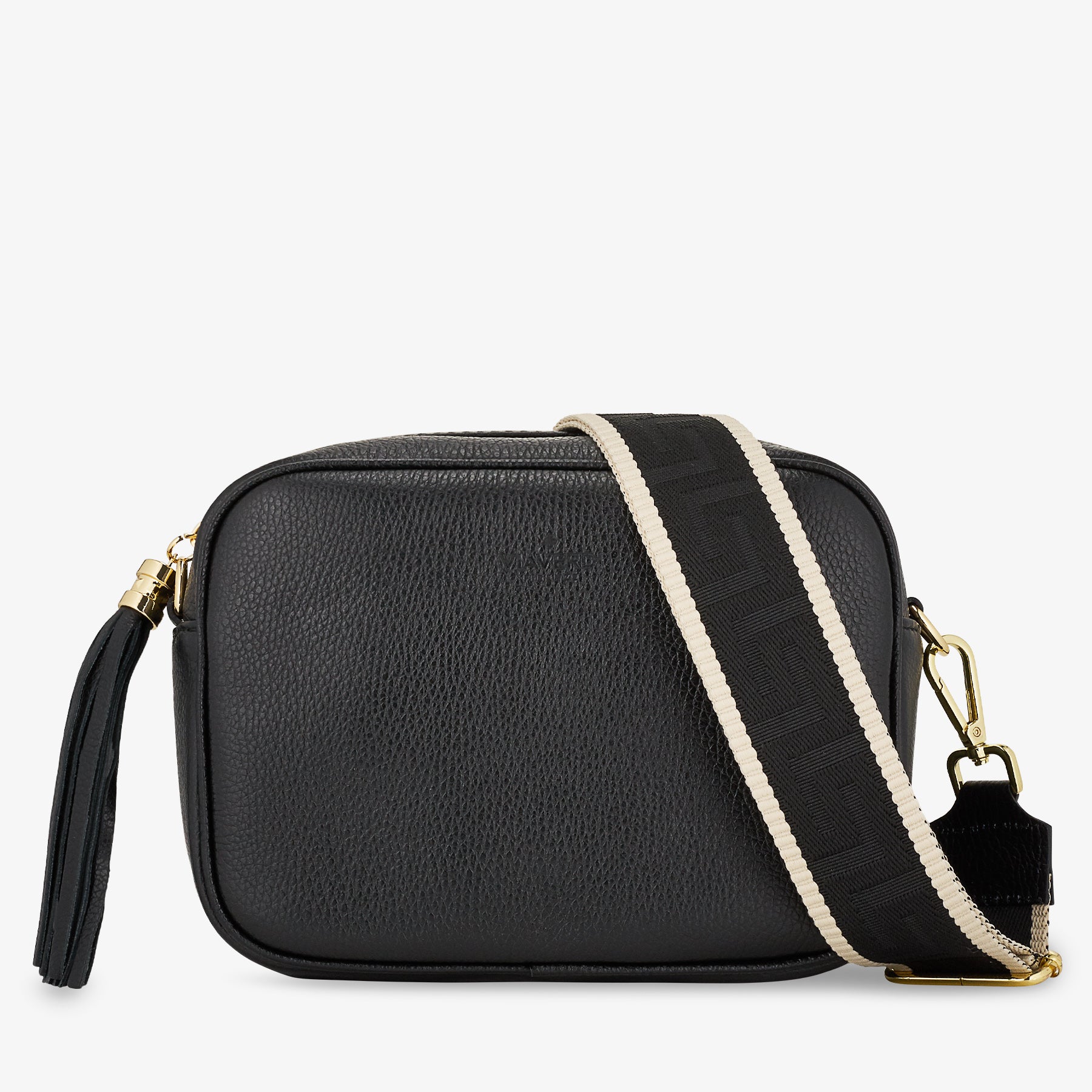 Borsa Camera Bag Media in Pelle Nera con Tracolla VIAVERDI Made in Italy