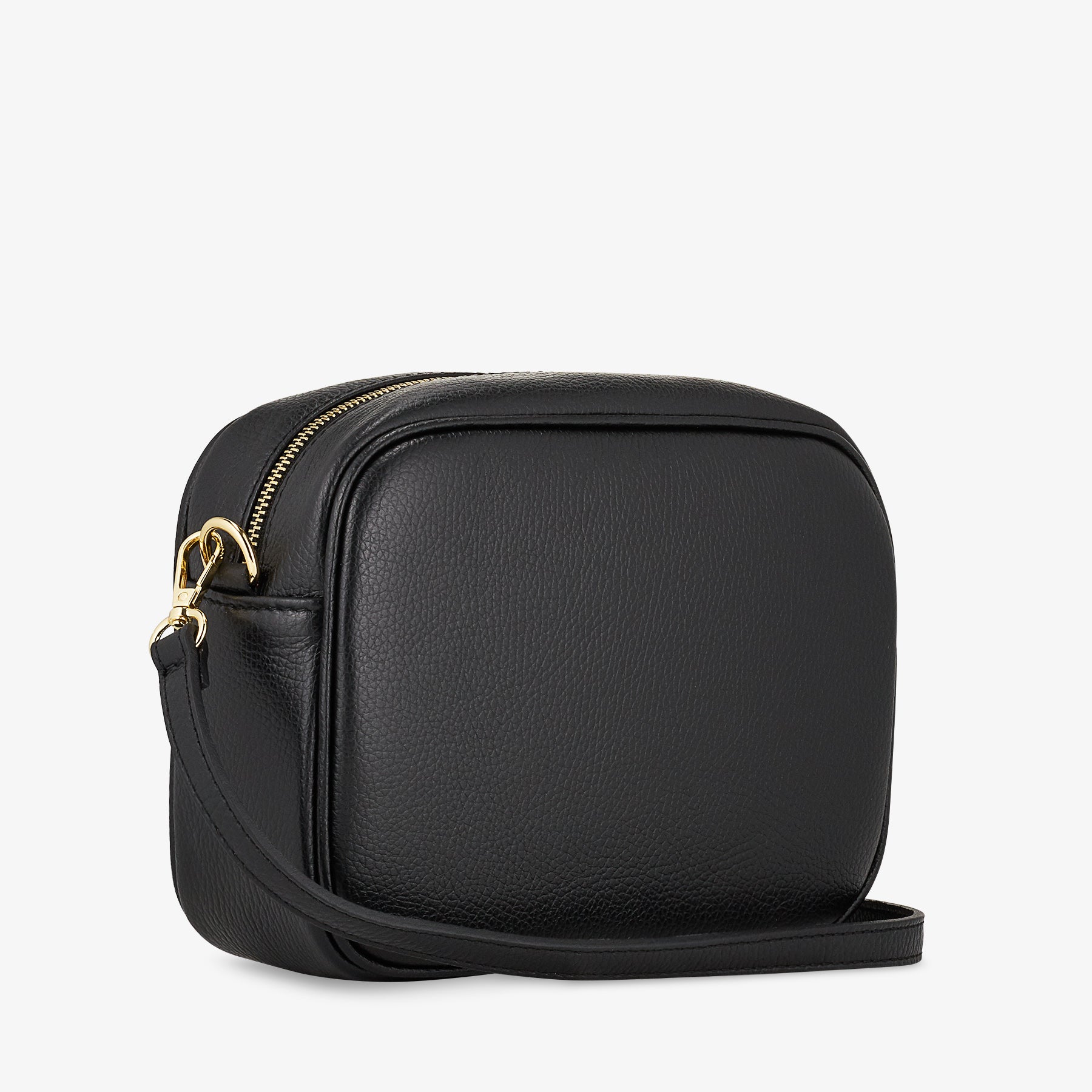 Borsa Camera Bag Media in Pelle Nera con Tracolla VIAVERDI Made in Italy