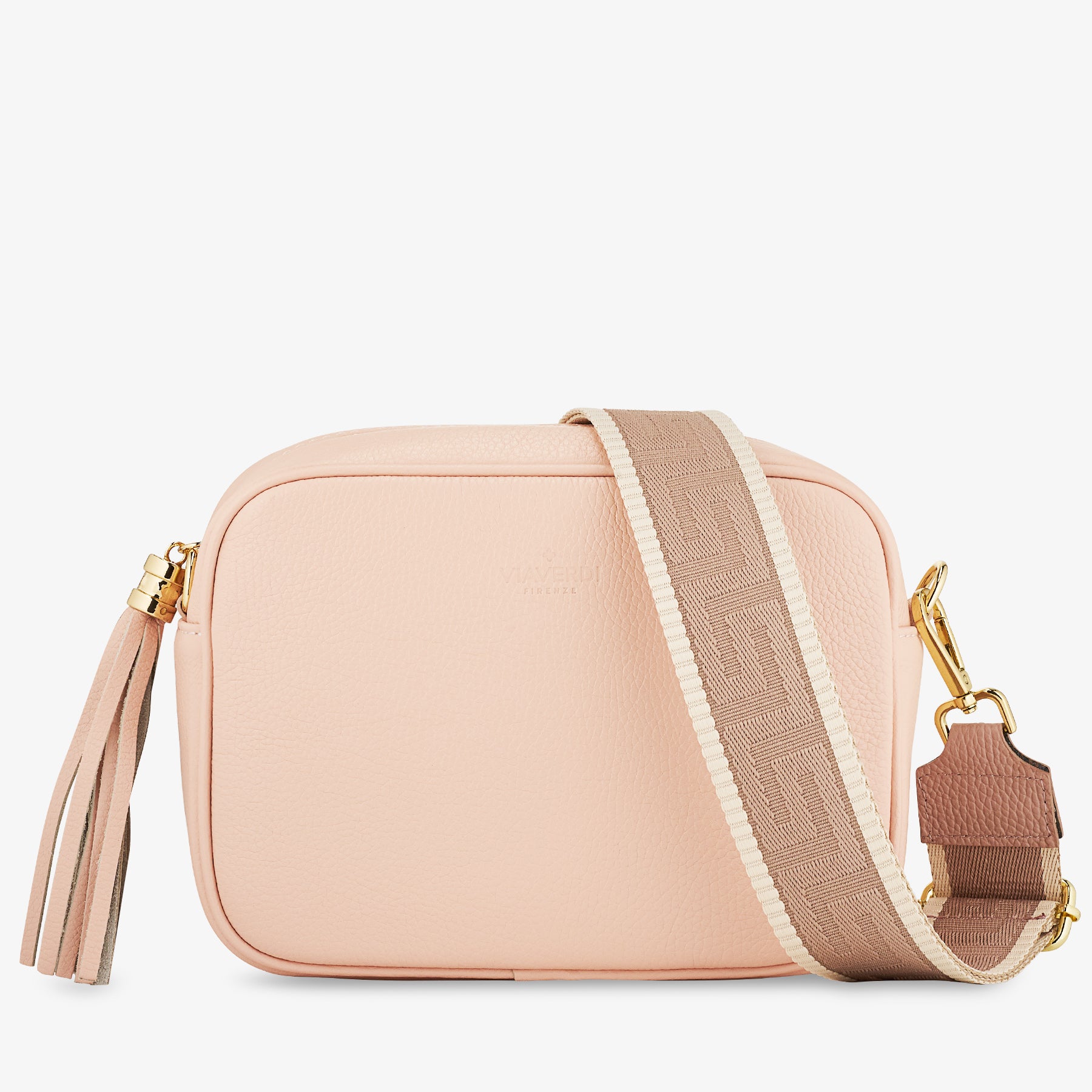 Borsa Camera Bag Media in Pelle Pesca con Tracolla VIAVERDI Made in Italy