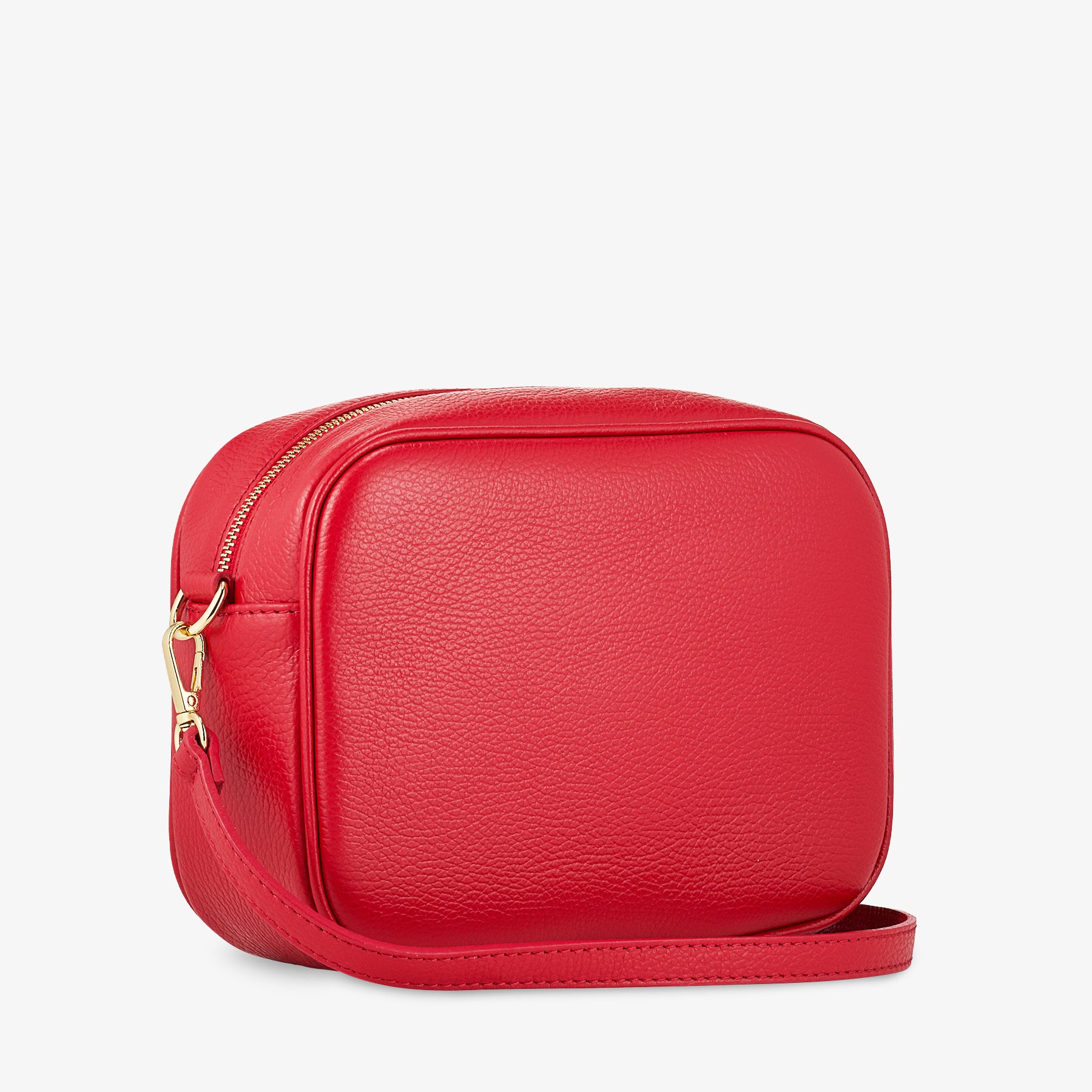 Borsa Camera Bag Media in Pelle Rossa con Tracolla VIAVERDI Made in Italy