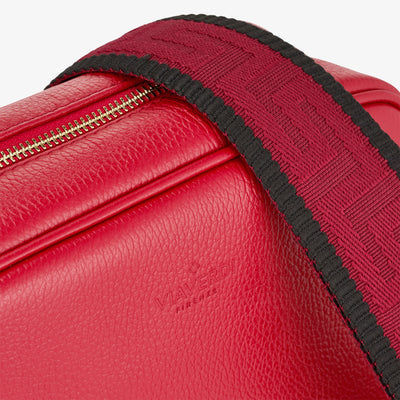 Borsa Camera Bag Media in Pelle Rossa con Tracolla VIAVERDI Made in Italy