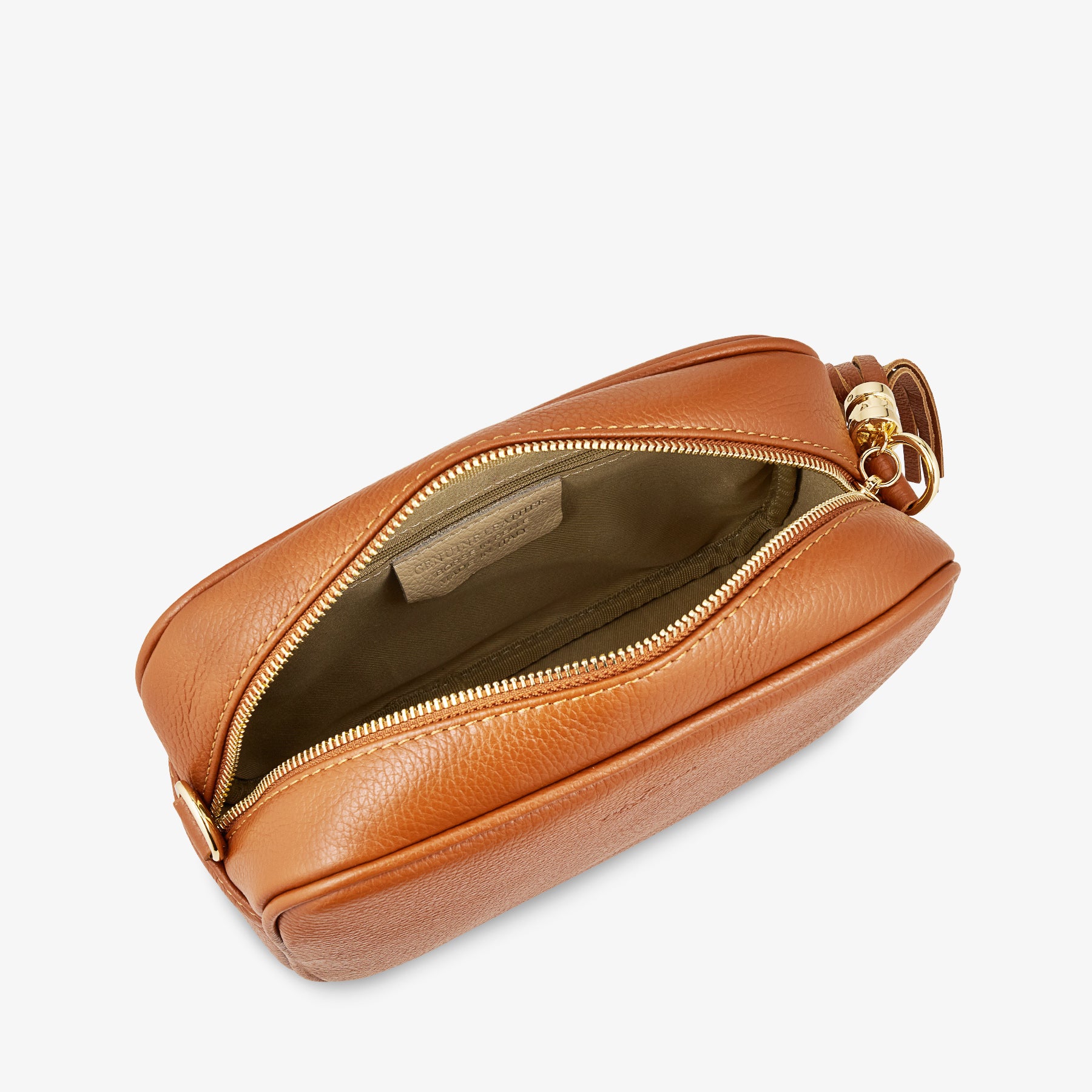 Borsa Camera Bag Media in Pelle Marrone con Tracolla VIAVERDI Made in Italy