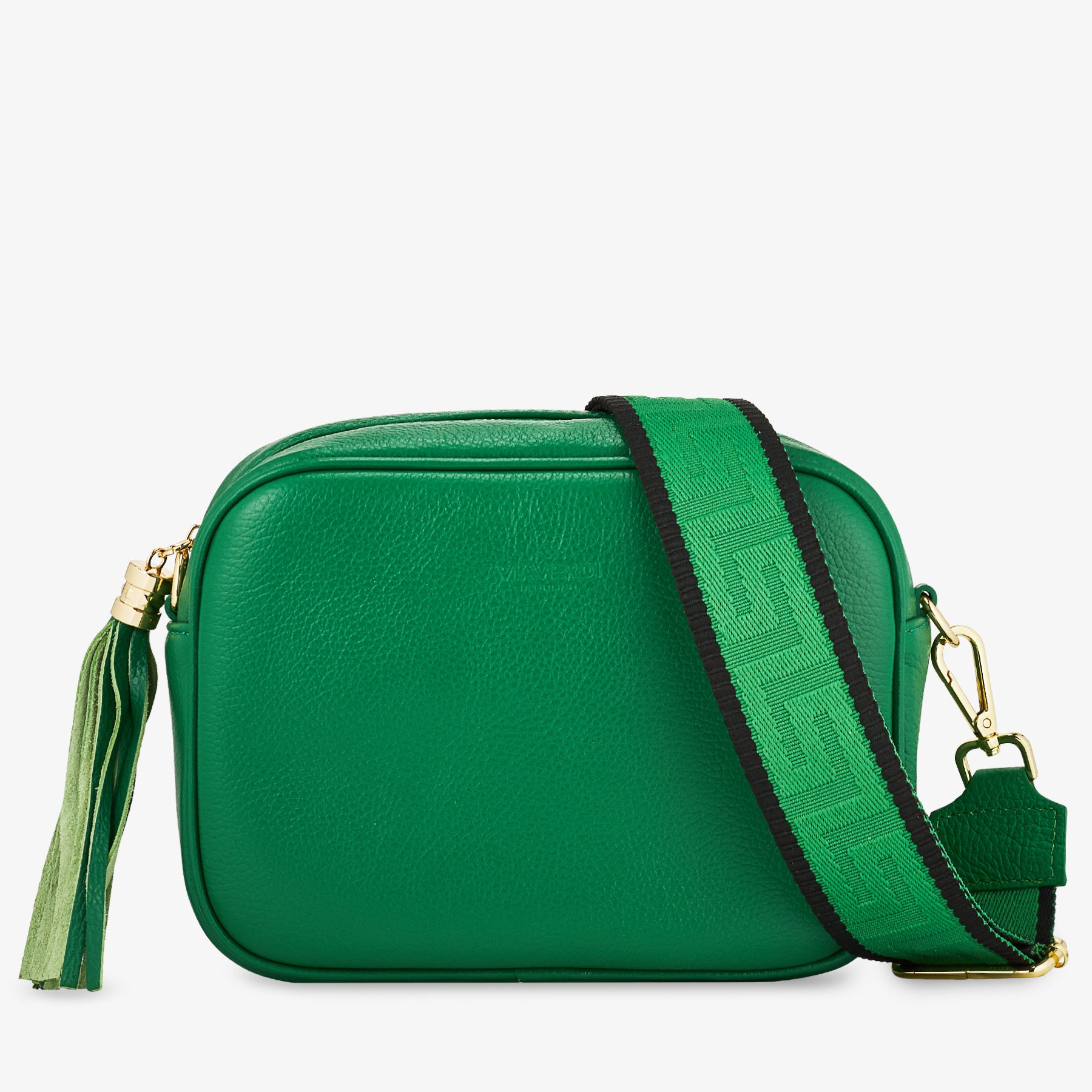 Borsa Camera Bag Media in Pelle Verde con Tracolla VIAVERDI Made in Italy