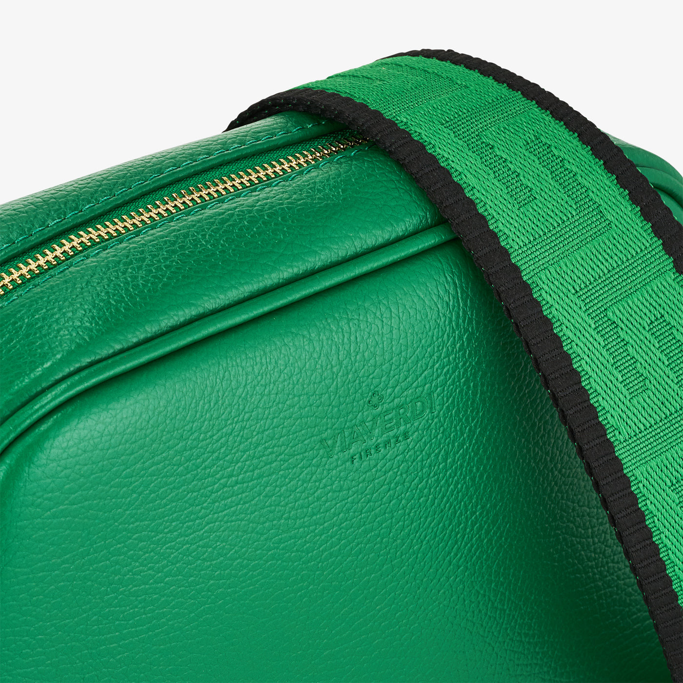 Borsa Camera Bag Media in Pelle Verde con Tracolla VIAVERDI Made in Italy