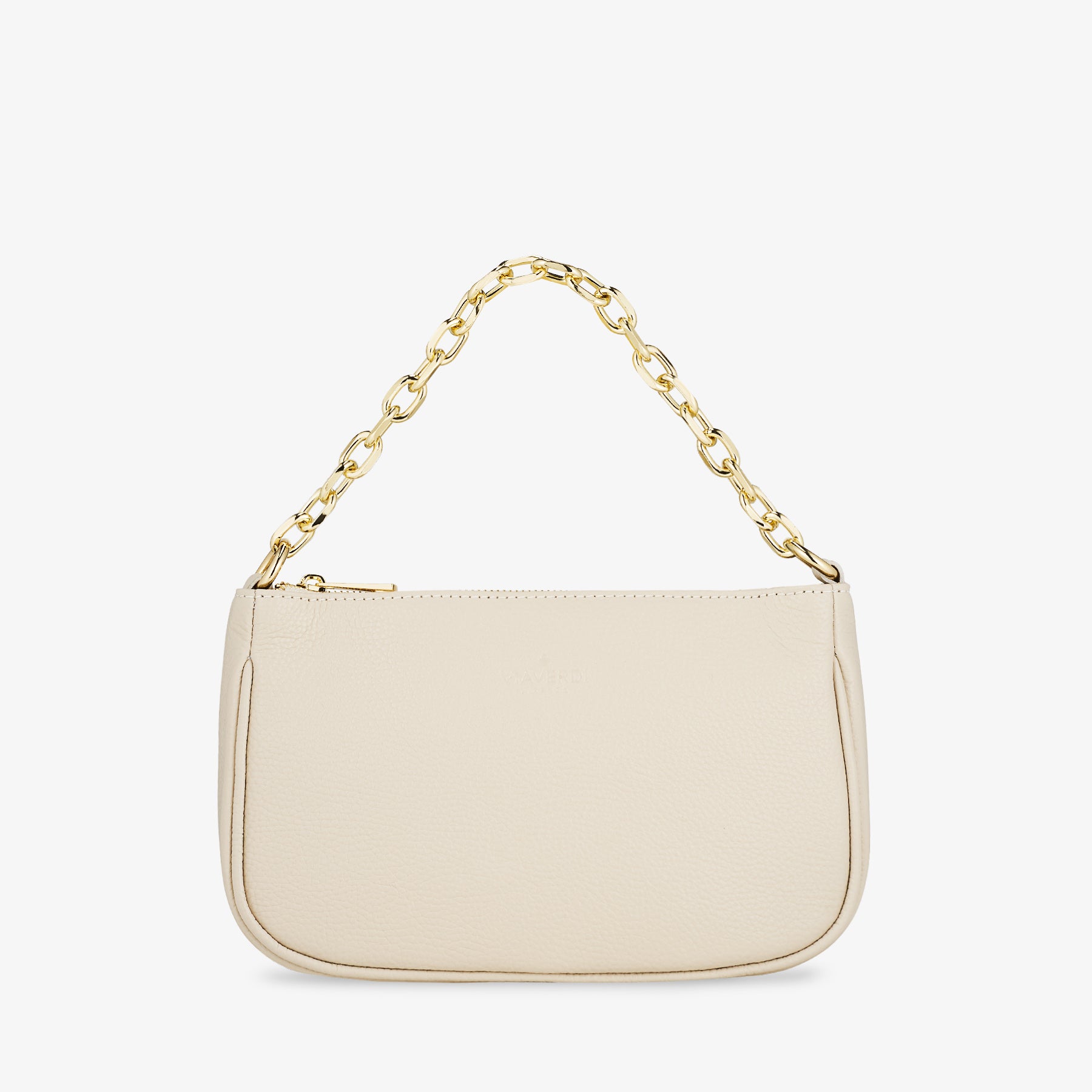 Ivory Leather Shoulder Bag with Strap VIAVERDI Made in Italy