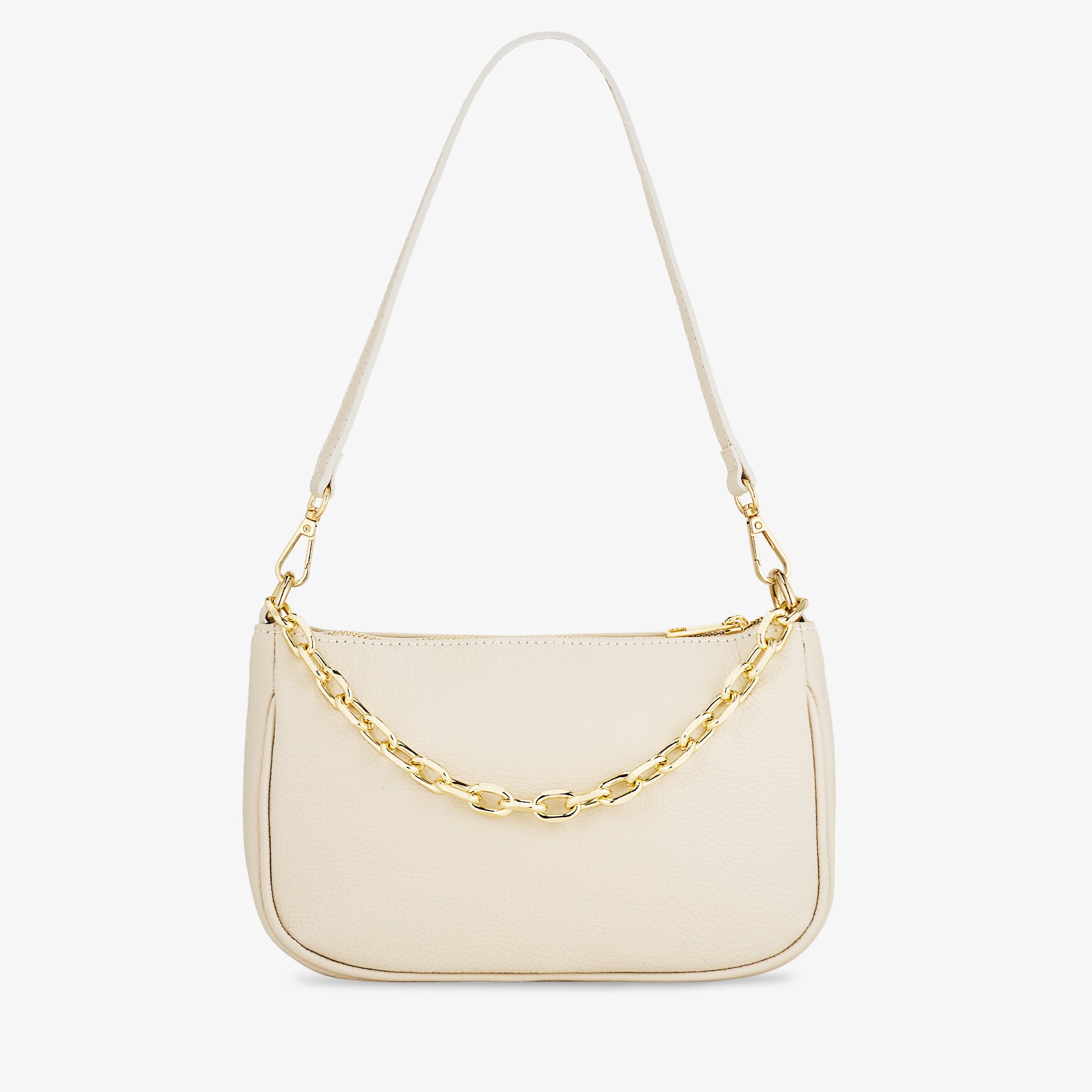 Borsa a Spalla in Pelle Avorio con Tracolla VIAVERDI Made in Italy