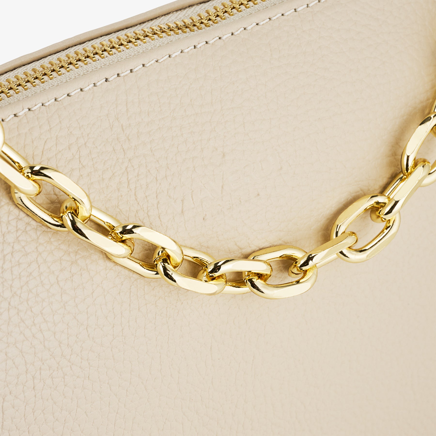 Ivory Leather Shoulder Bag with Strap VIAVERDI Made in Italy