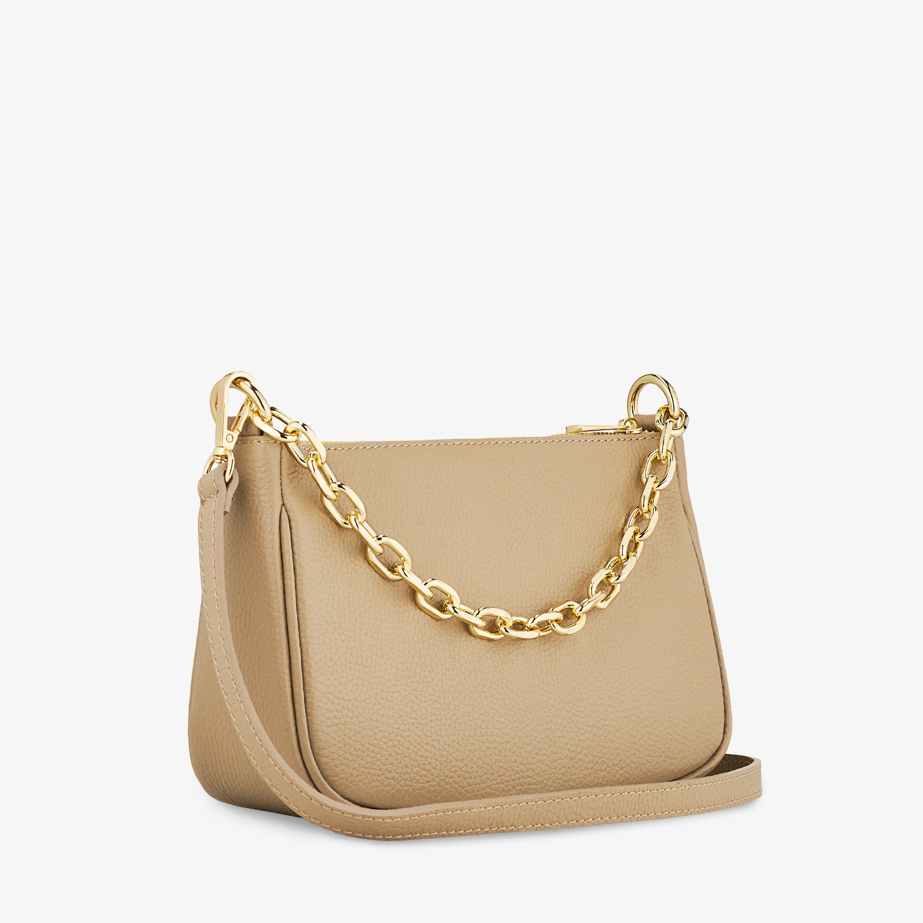 Borsa a Spalla in Pelle Beige con Tracolla VIAVERDI Made in Italy