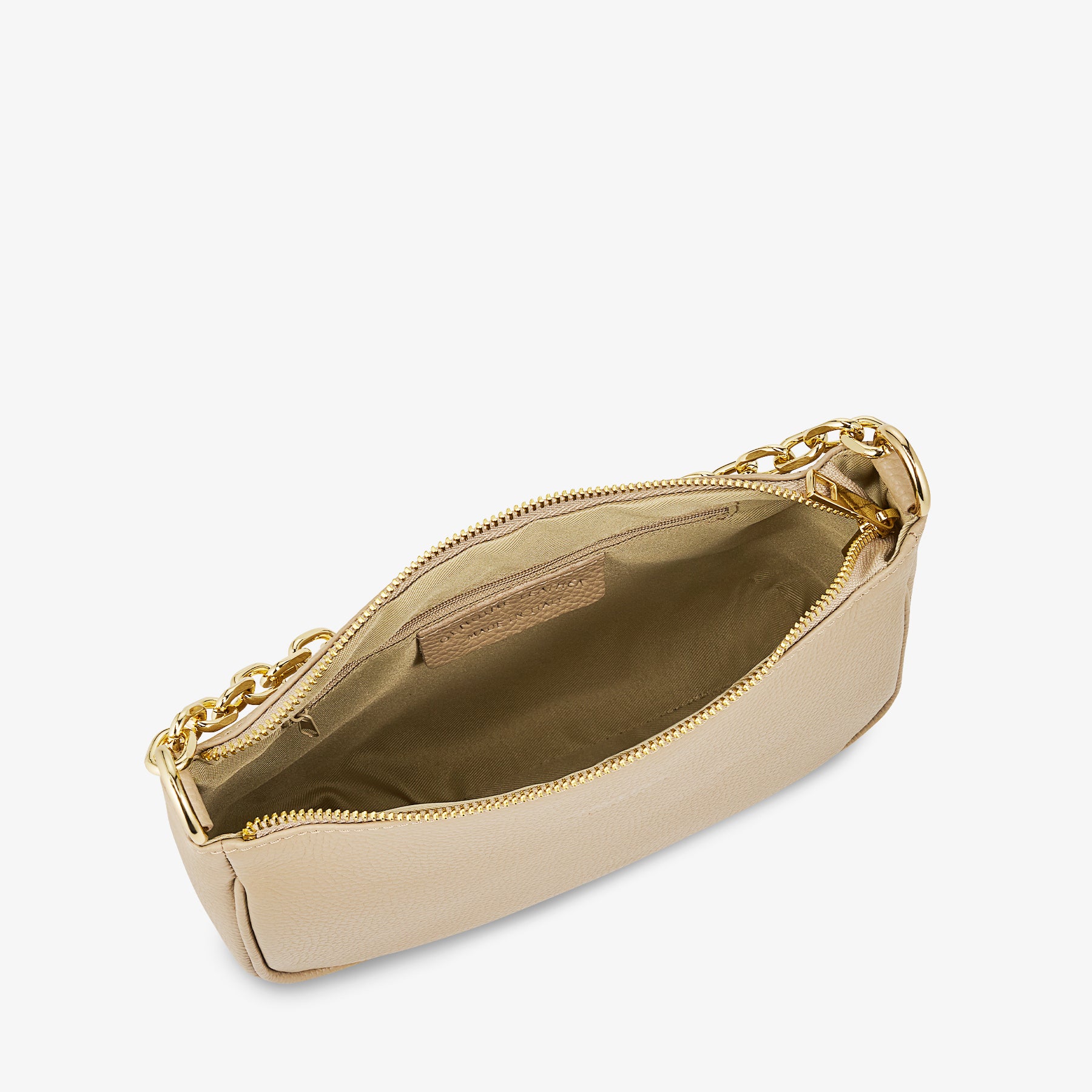 Borsa a Spalla in Pelle Beige con Tracolla VIAVERDI Made in Italy