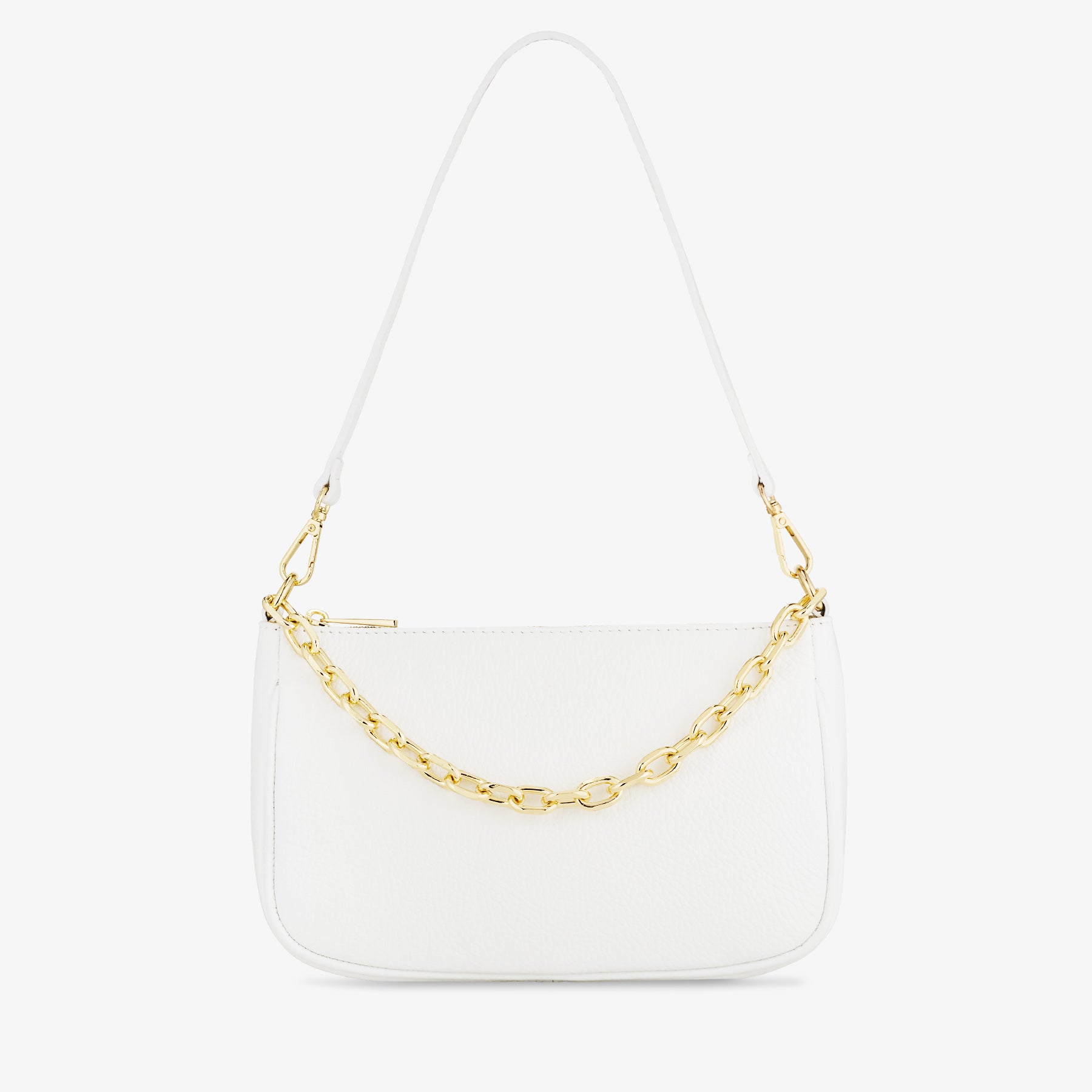 Borsa a Spalla in Pelle Bianca con Tracolla VIAVERDI Made in Italy