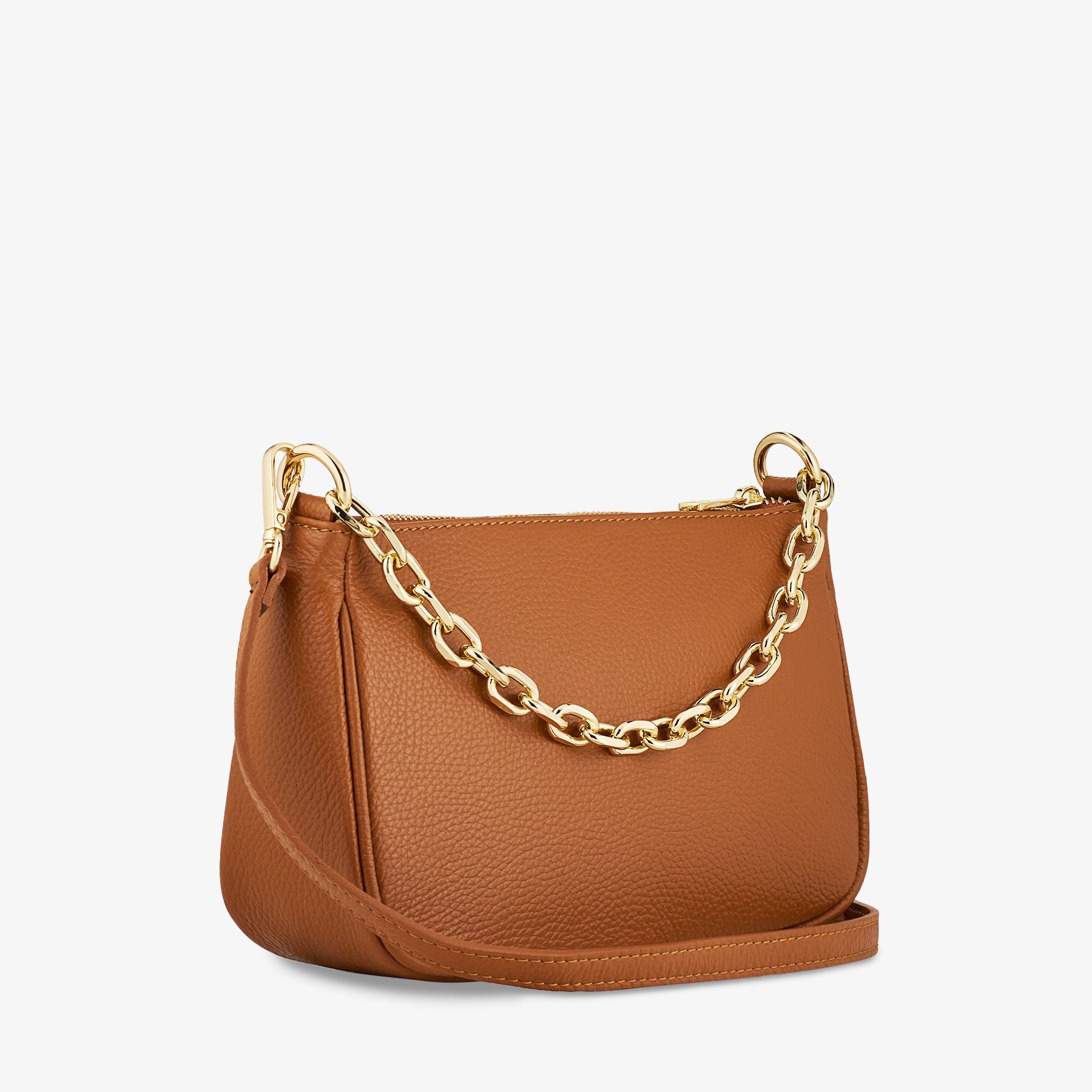 Borsa a Spalla in Pelle Marrone con Tracolla VIAVERDI Made in Italy