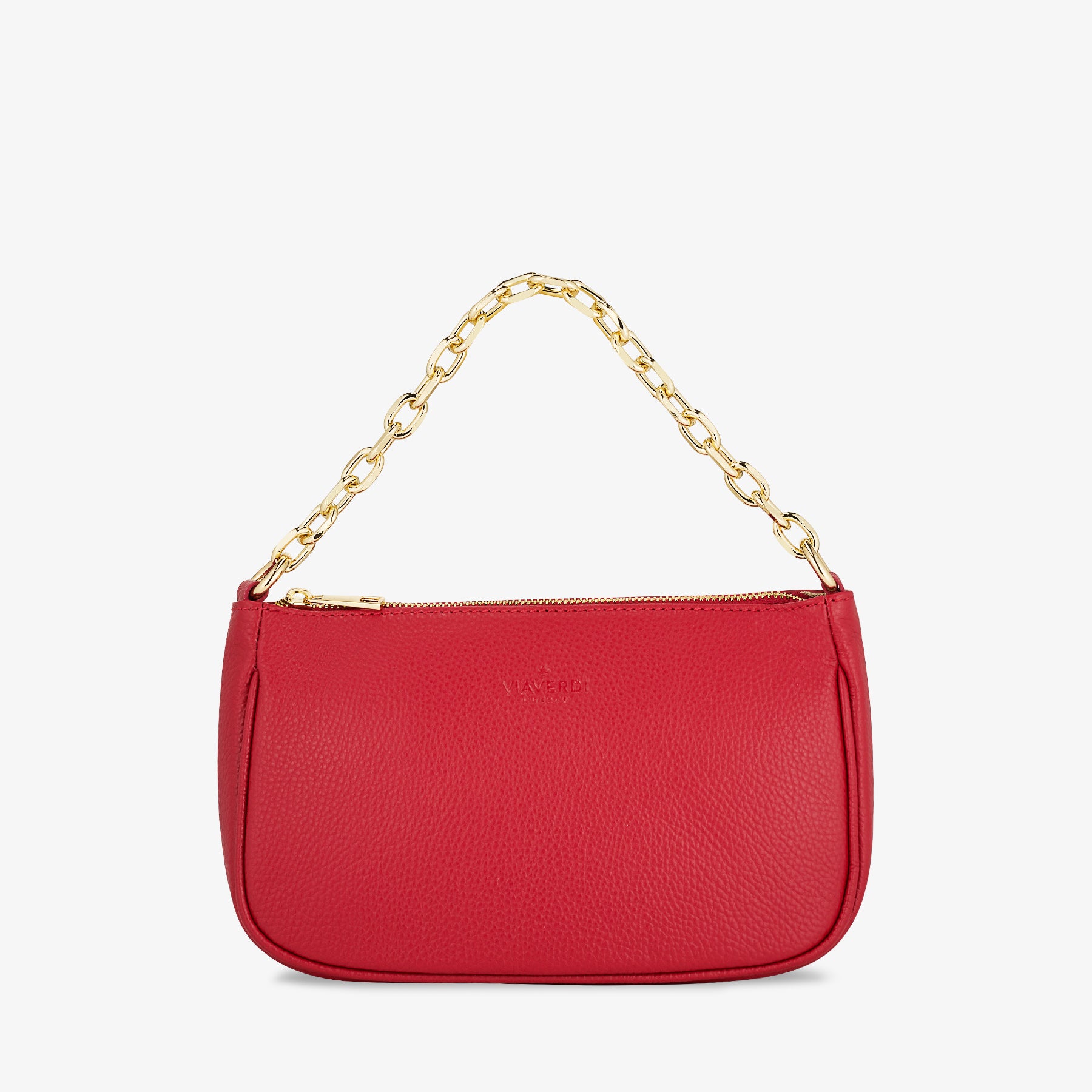 Borsa a Spalla in Pelle Rossa con Tracolla VIAVERDI Made in Italy