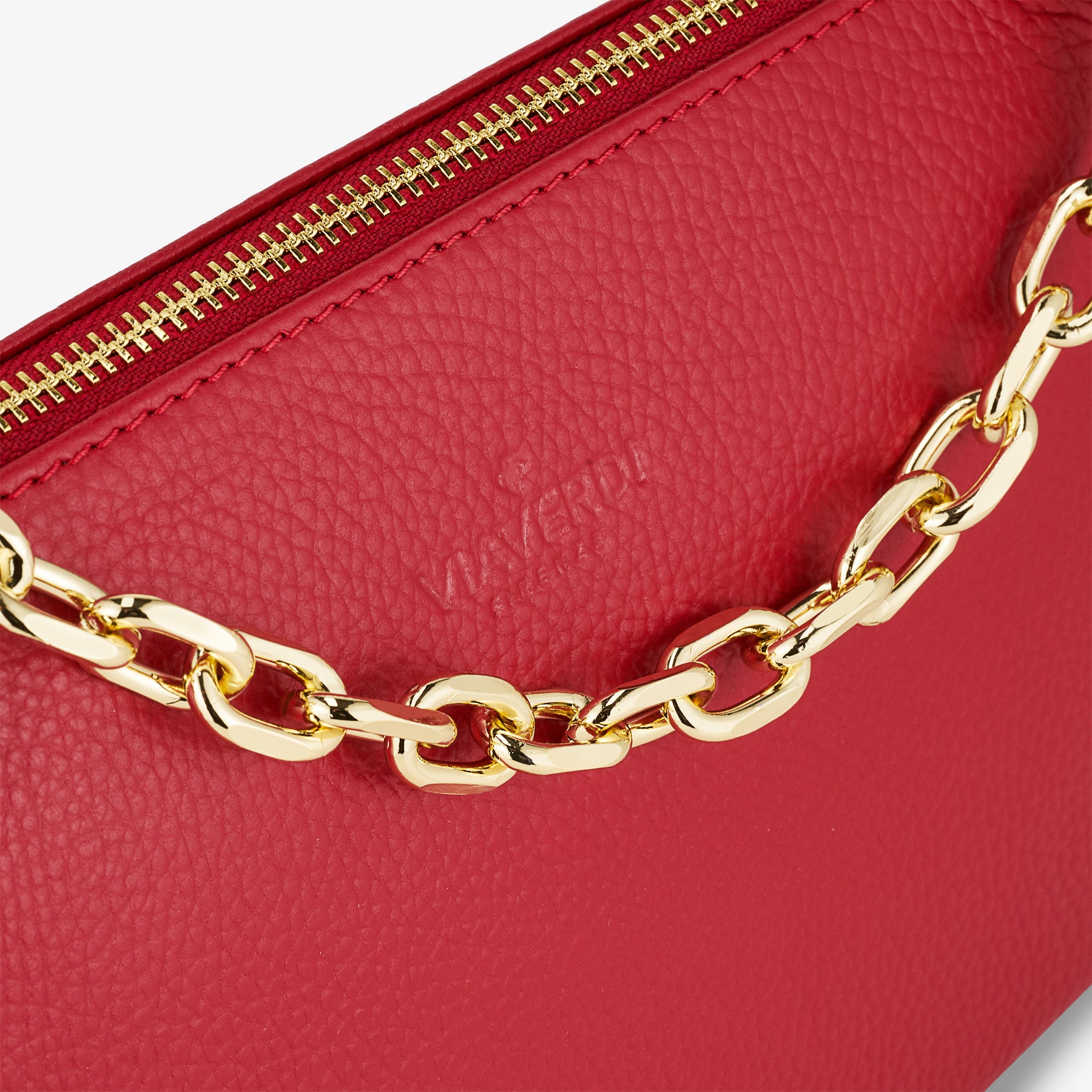 Borsa a Spalla in Pelle Rossa con Tracolla VIAVERDI Made in Italy