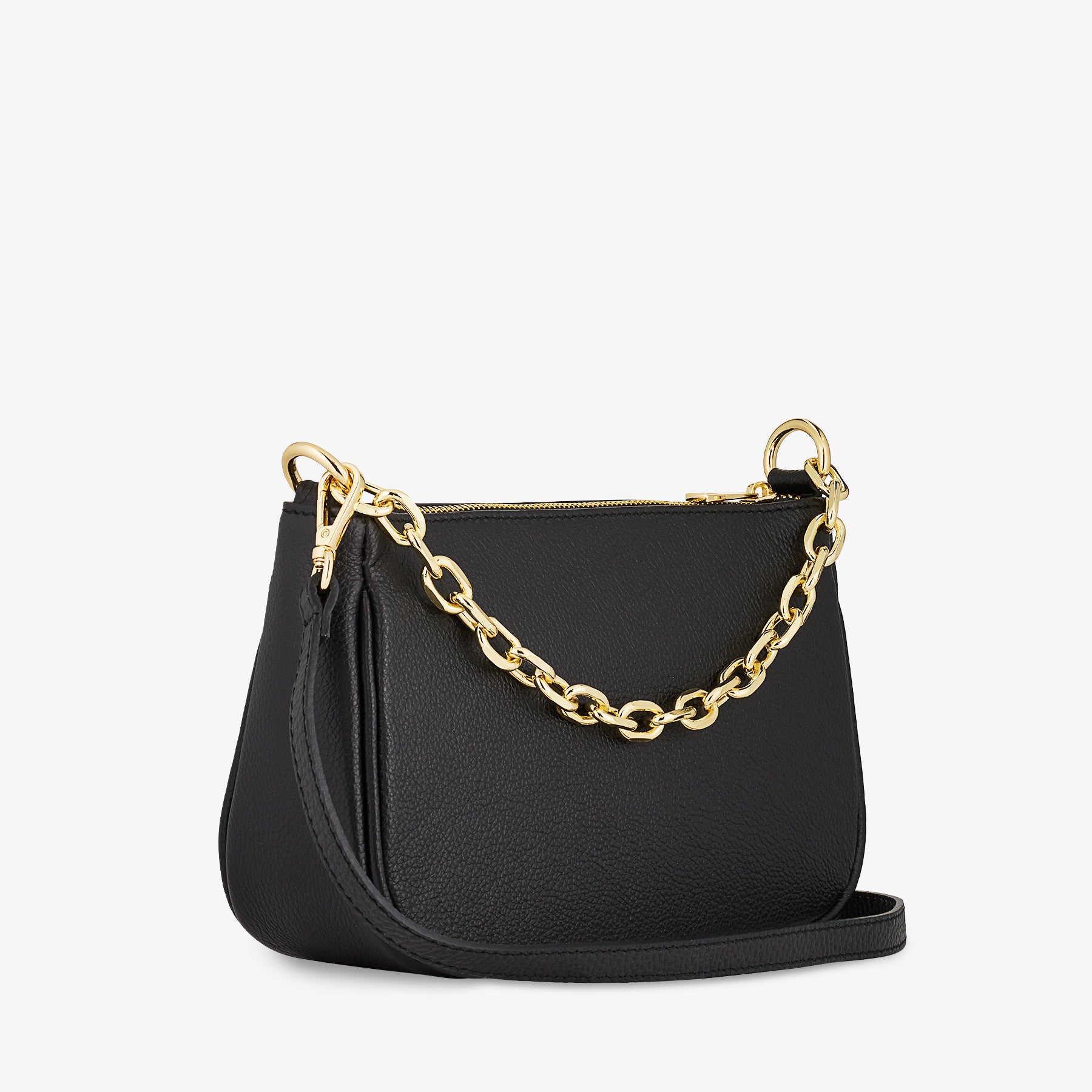 Borsa a Spalla in Pelle Nera con Tracolla VIAVERDI Made in Italy