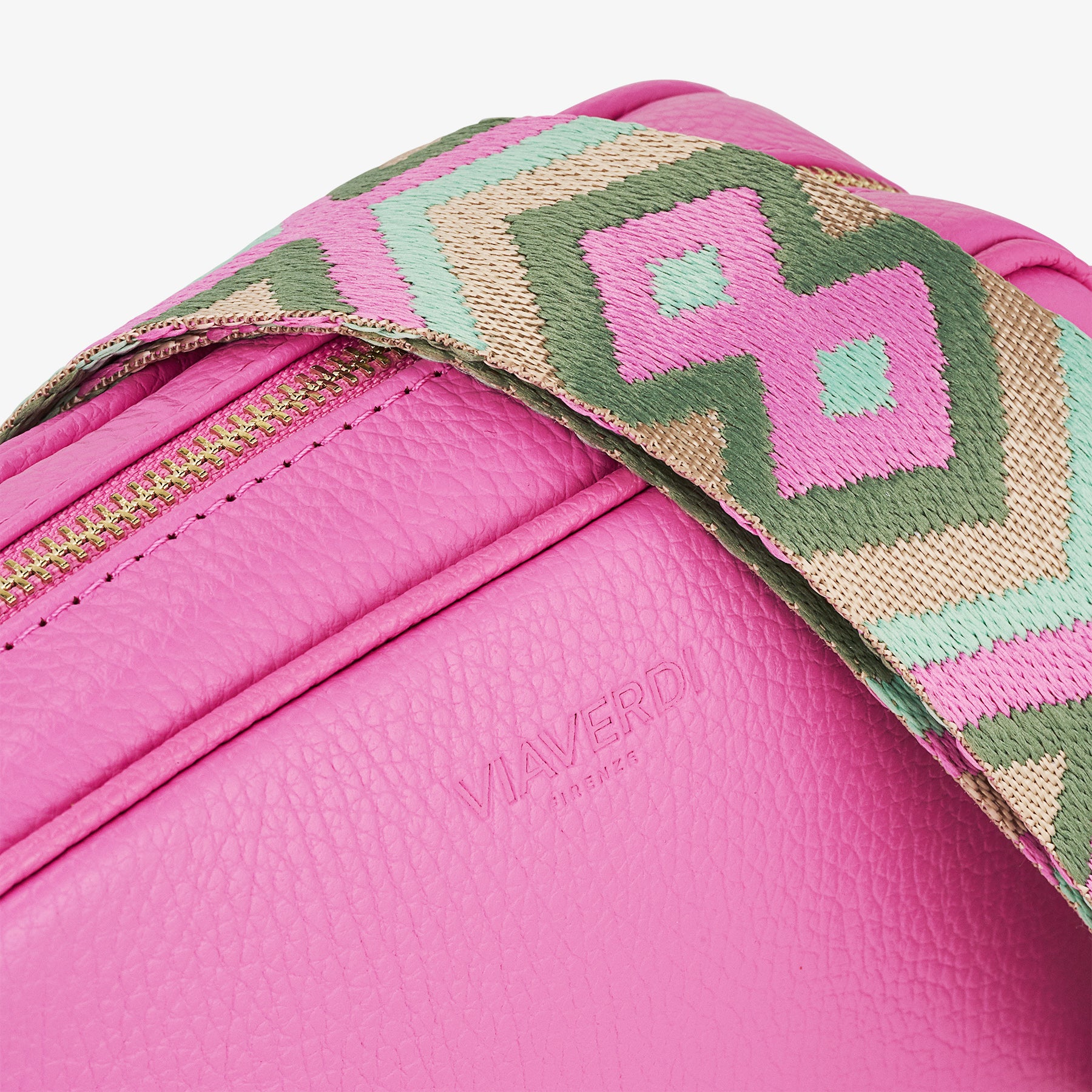 Borsa Camera Bag Piccola in Pelle Rosa con Tracolla VIAVERDI Made in Italy