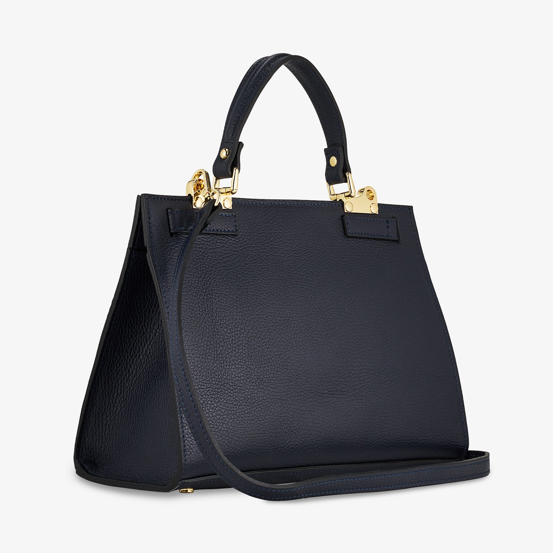 Borsa a Mano in Pelle Blu con Tracolla VIAVERDI Made in Italy