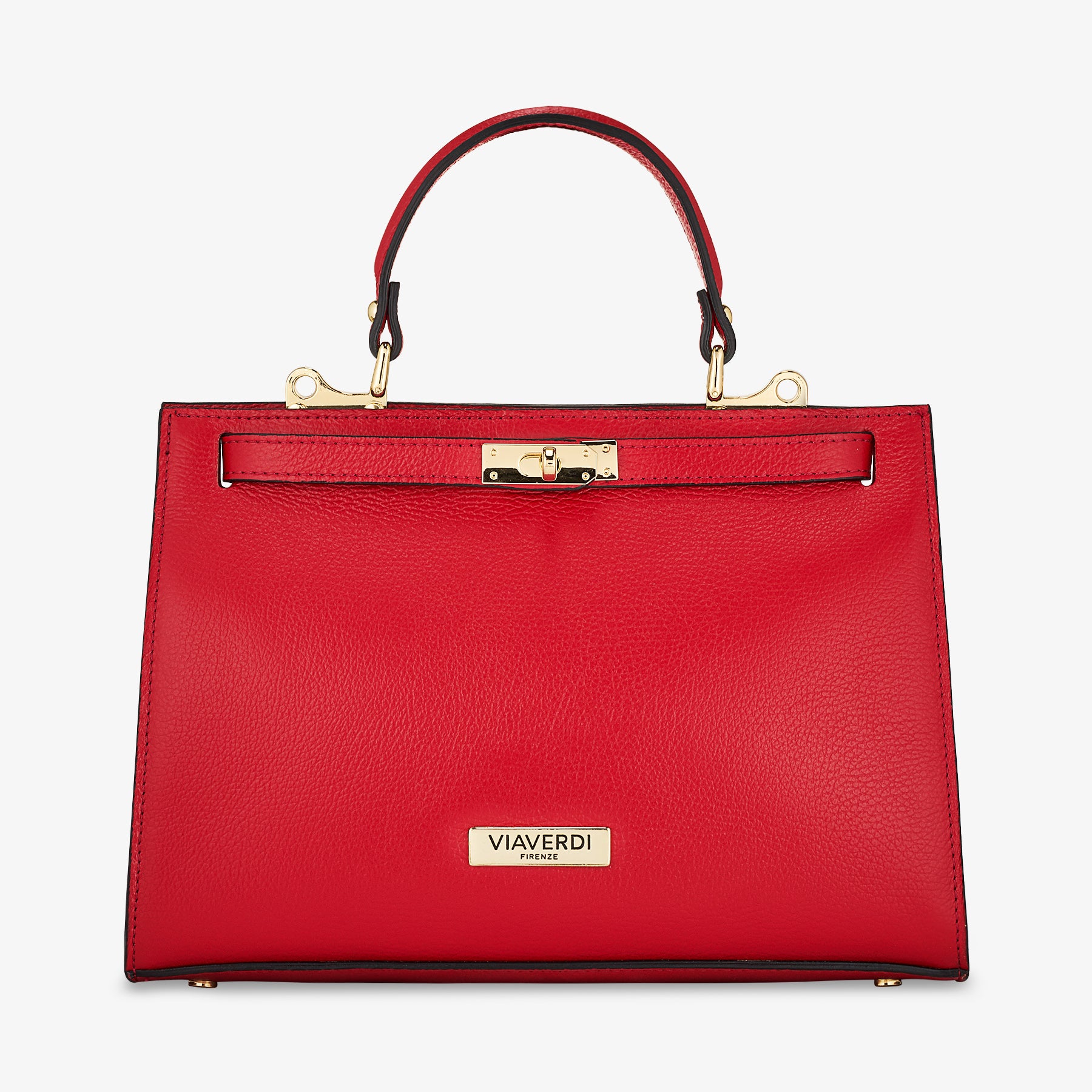 Borsa a Mano in Pelle Rossa con Tracolla VIAVERDI Made in Italy