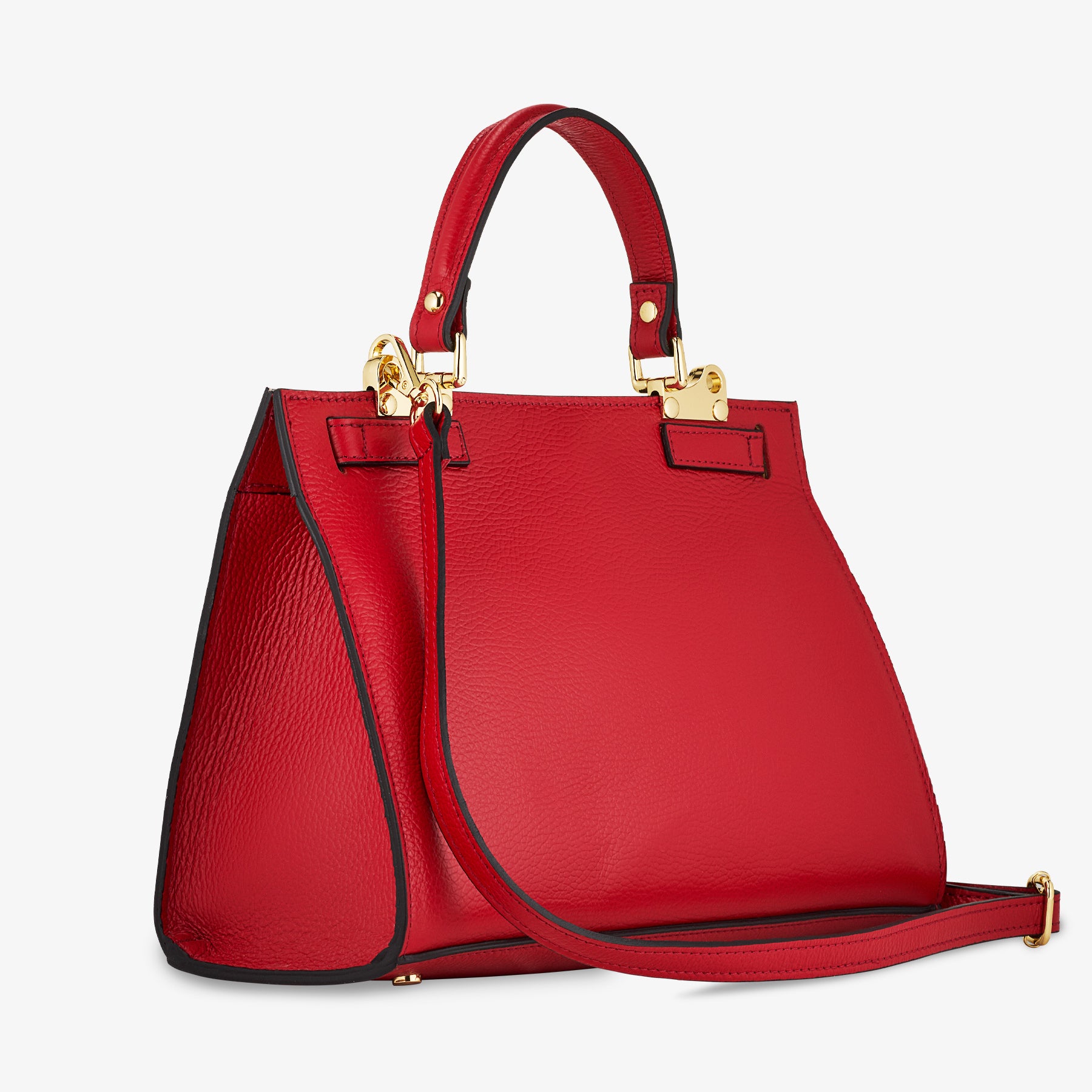 Borsa a Mano in Pelle Rossa con Tracolla VIAVERDI Made in Italy