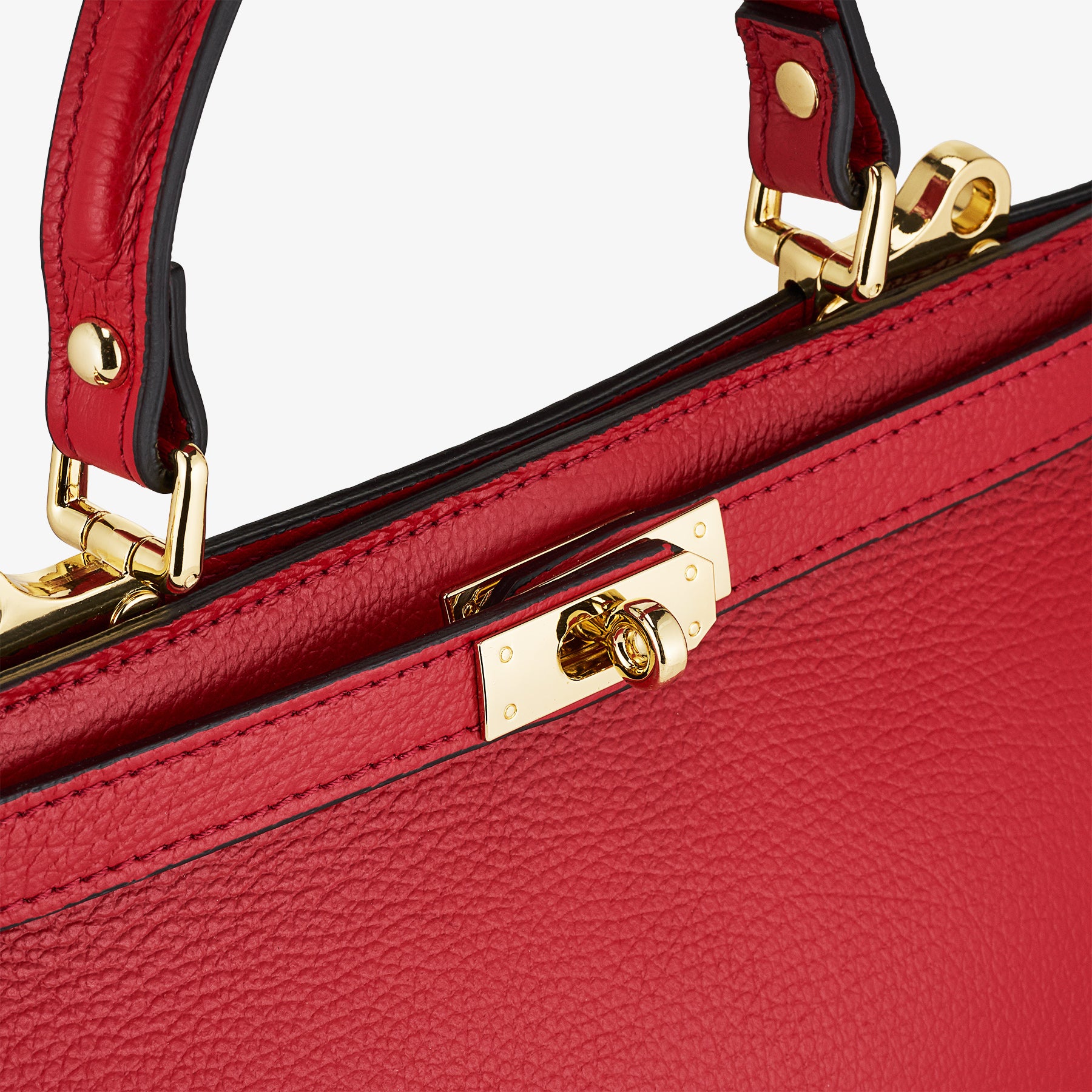 Borsa a Mano in Pelle Rossa con Tracolla VIAVERDI Made in Italy